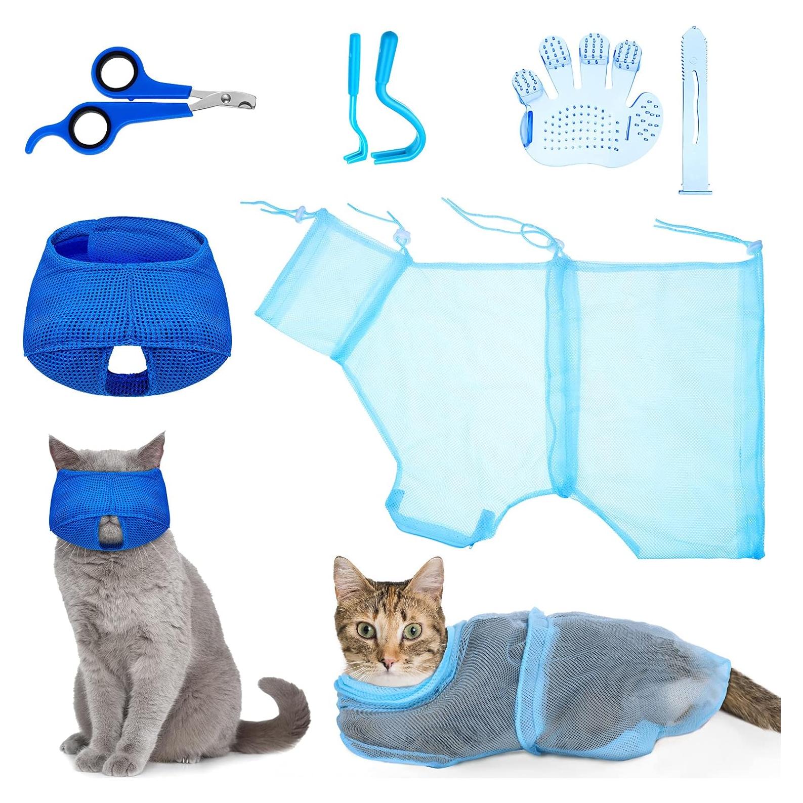 Conjunto de Aseo para Gatos Patelai 5 Piezas - Bolsa, Bozal, Cortauñas