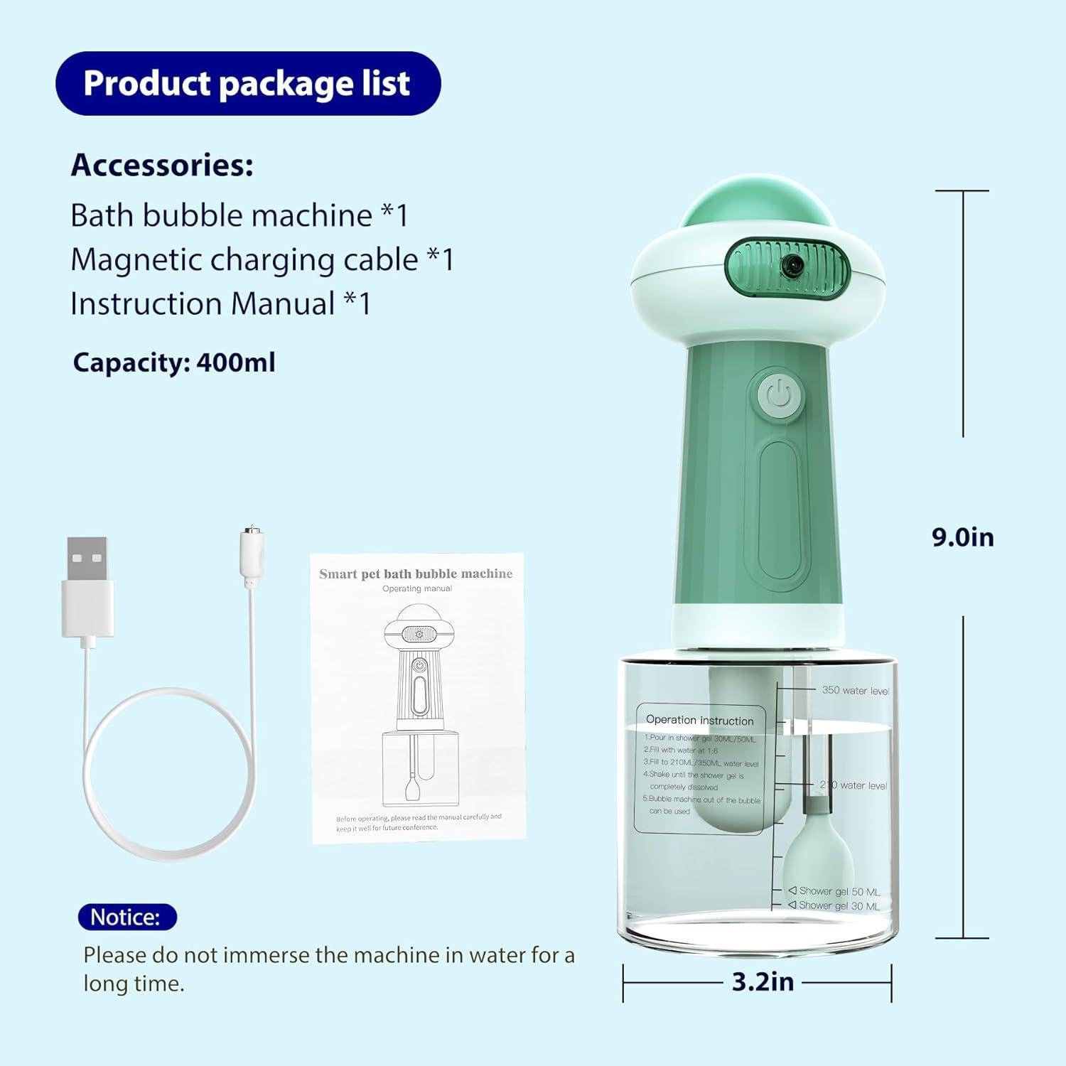 Dispensador Automático de Jabón para Perros NRYDEPET Verde