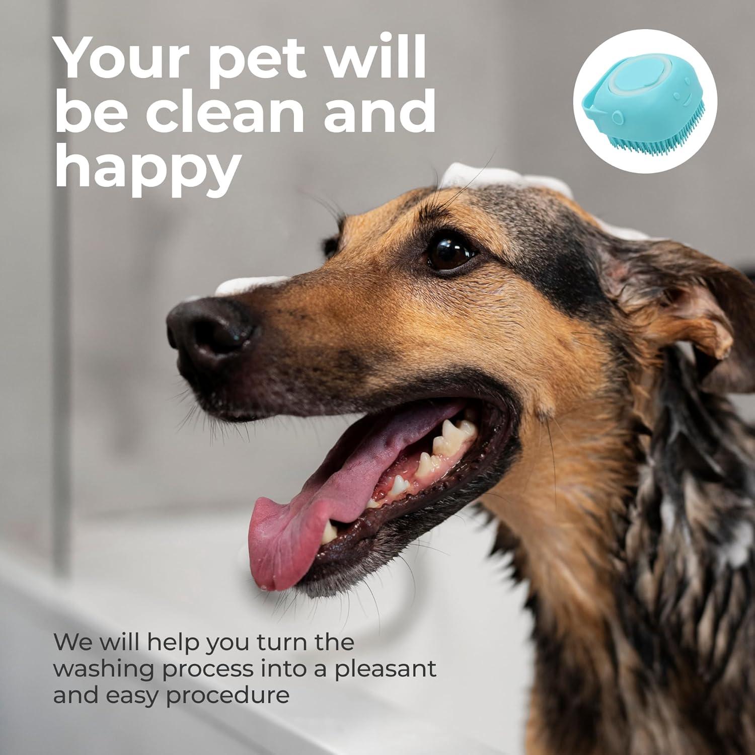 Cepillo de Baño para Mascotas con Dispensador de Jabón - 9cm