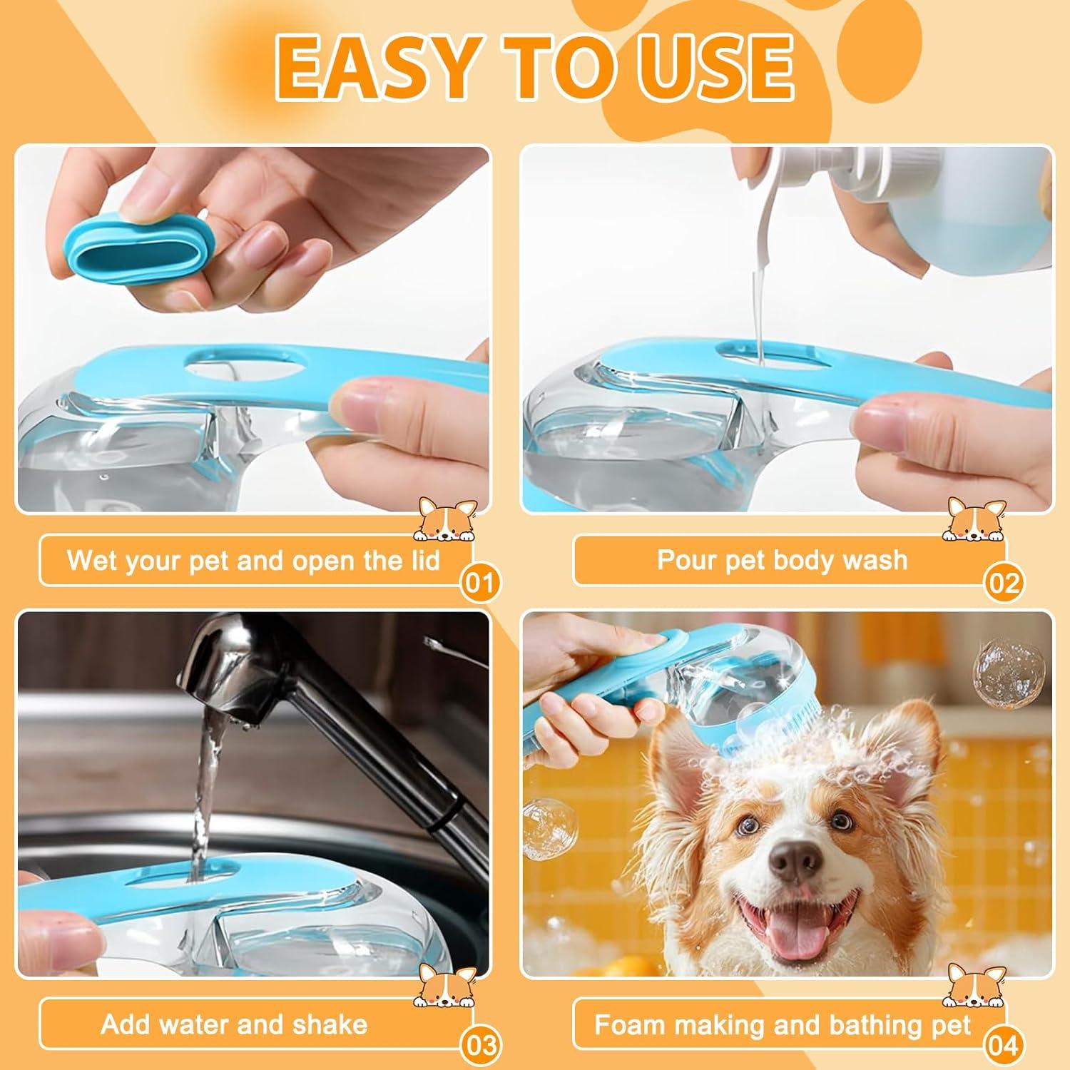 Juego de 3 cepillos de baño Omaky para perros y gatos