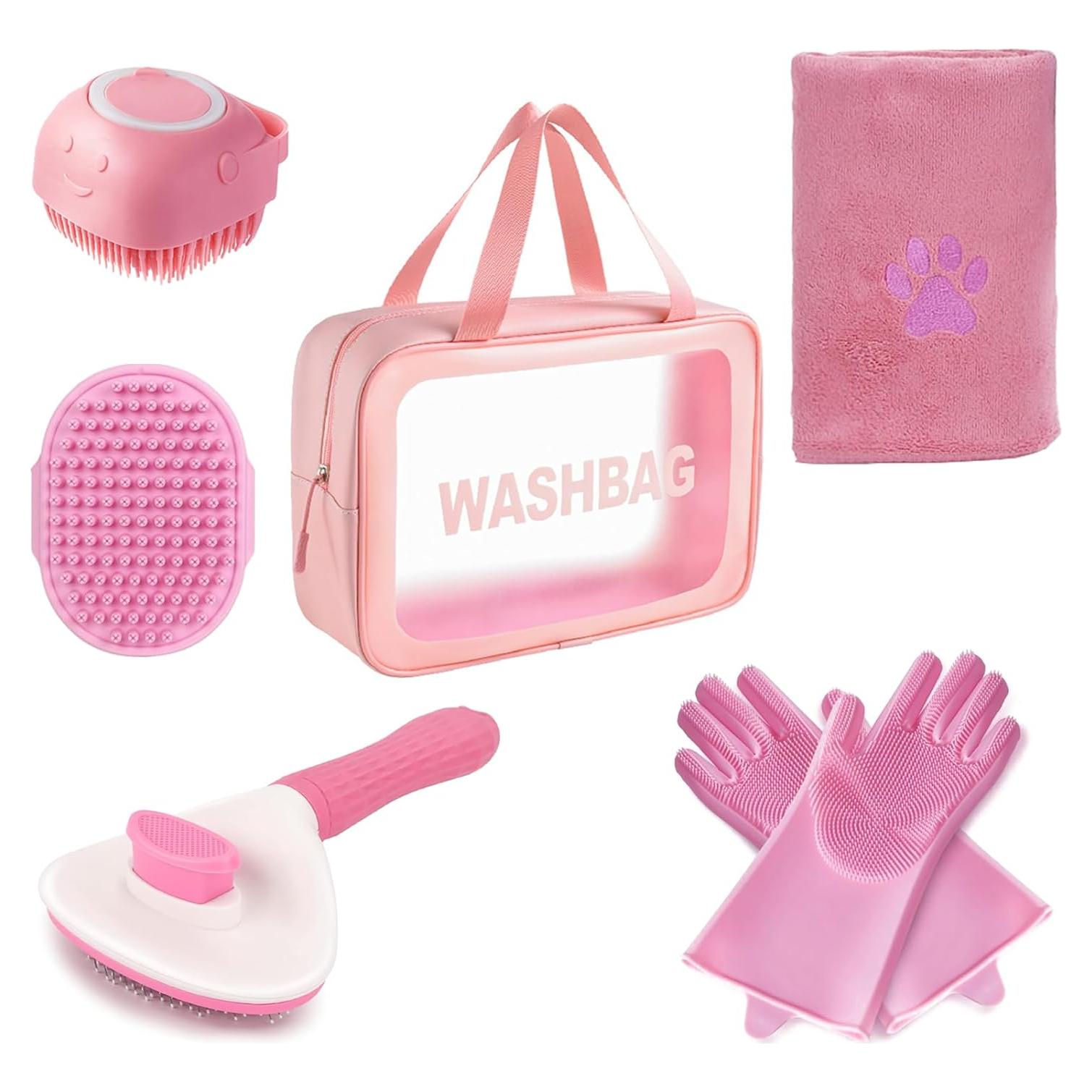 Kit de Aseo para Perros Kemodia 6 Piezas con Cepillo y Toalla