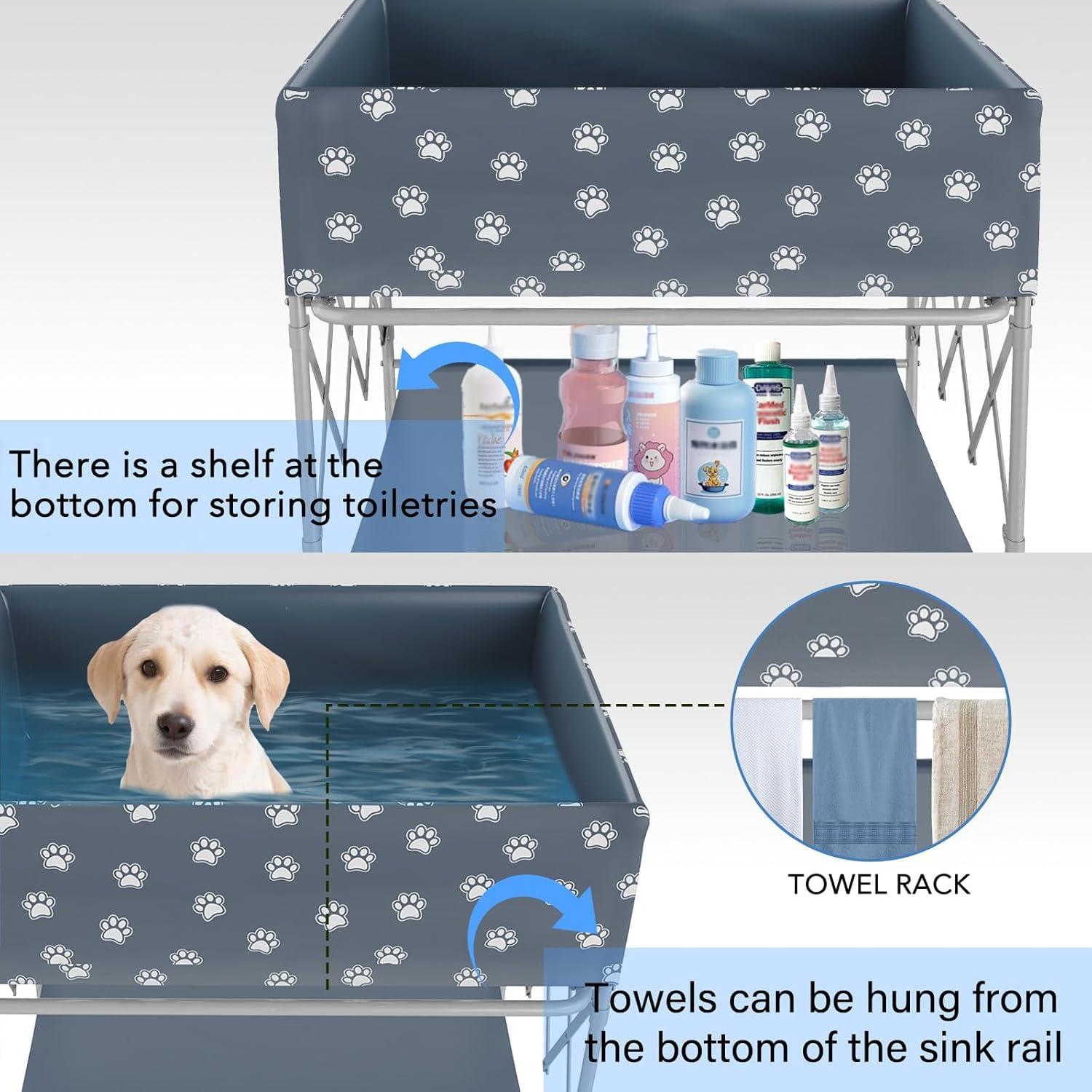 Bañera Plegable para Perros Doerpuz 80 cm - Lavado y Acicalamiento