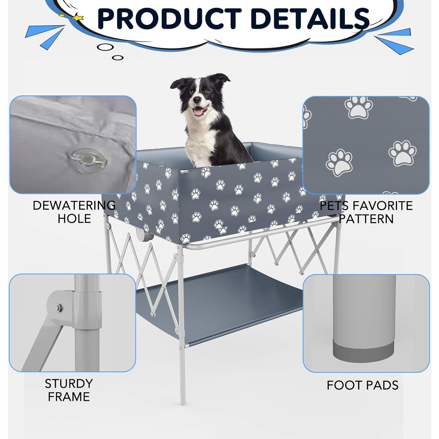 Bañera Plegable para Perros Doerpuz 80 cm - Lavado y Acicalamiento
