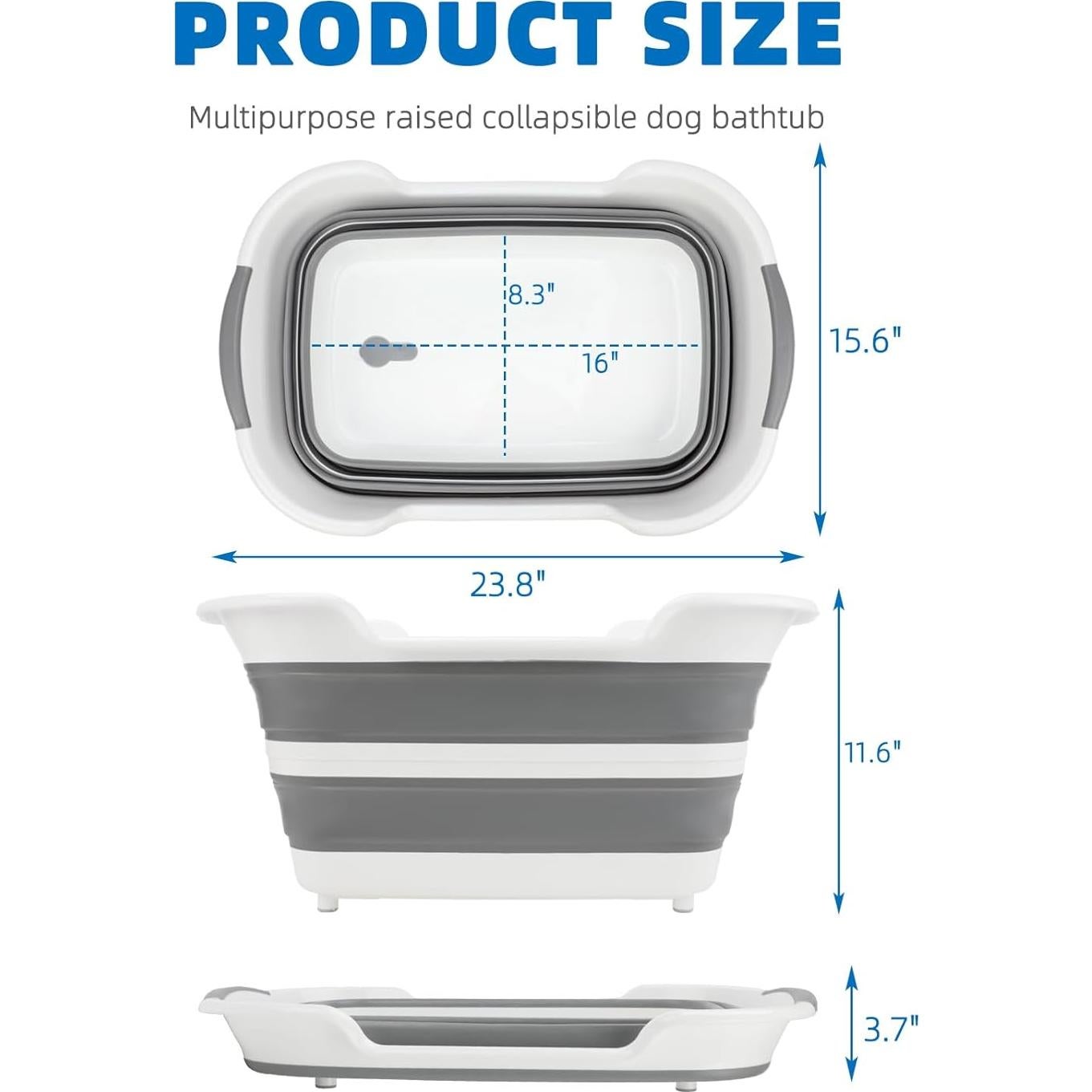 Bañera Plegable para Perros Lonepetu 27L con Drenaje