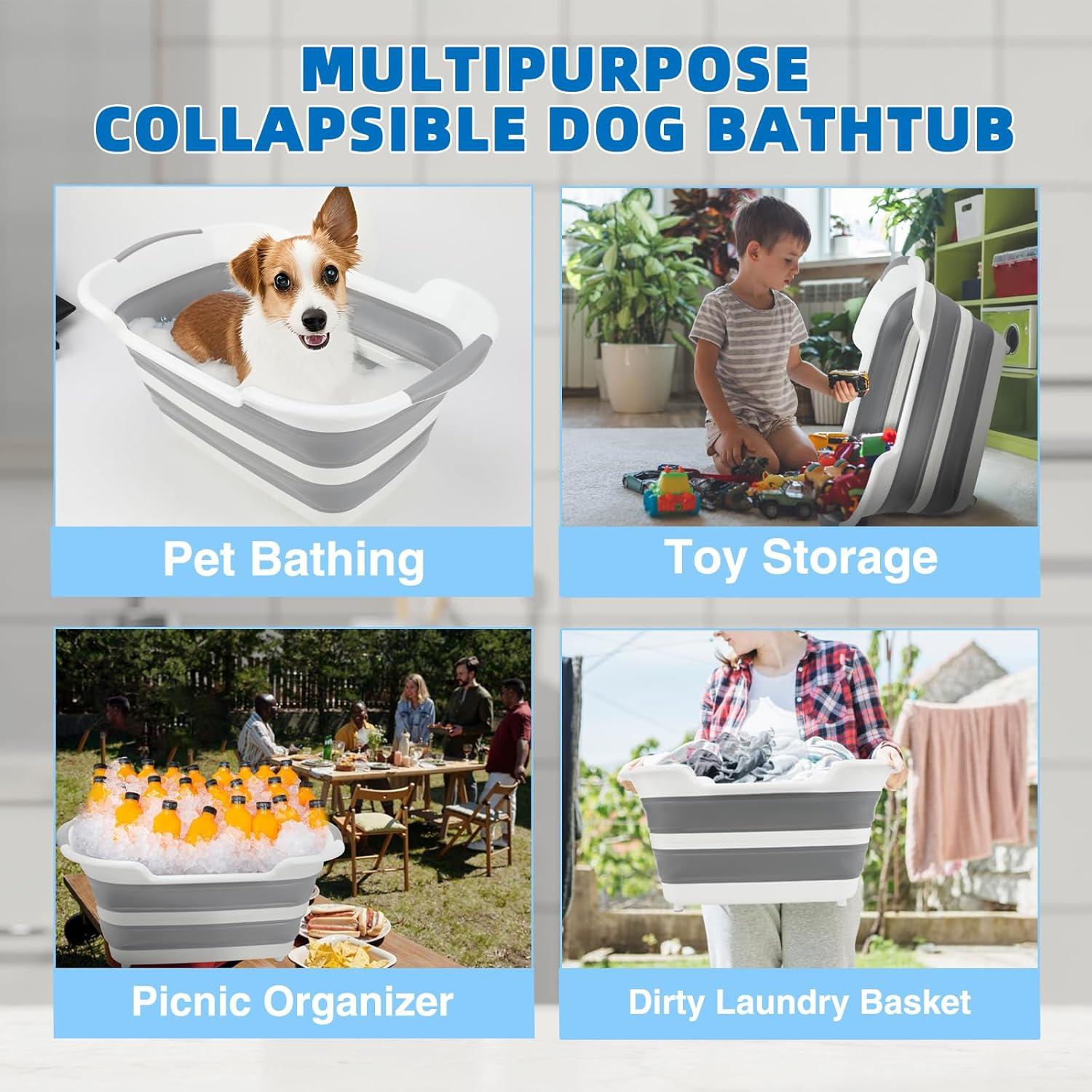 Bañera Plegable para Perros Lonepetu 27L con Drenaje