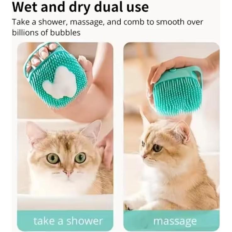 Cepillo de Baño para Mascotas con Dispensador de Jabón 2 en 1