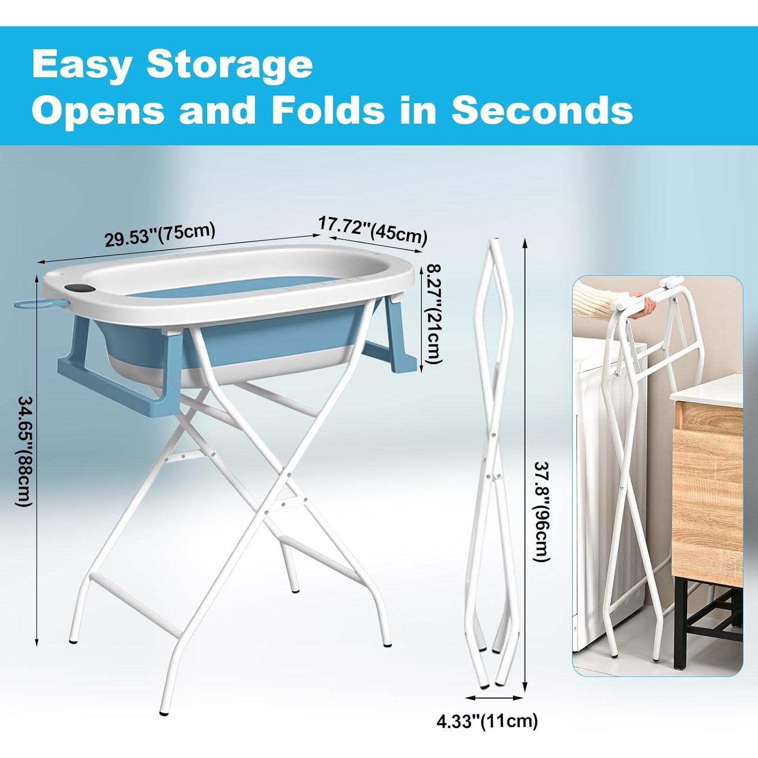 Estación de Lavado de Perros Hizmivos Plegable 2 en 1 Azul