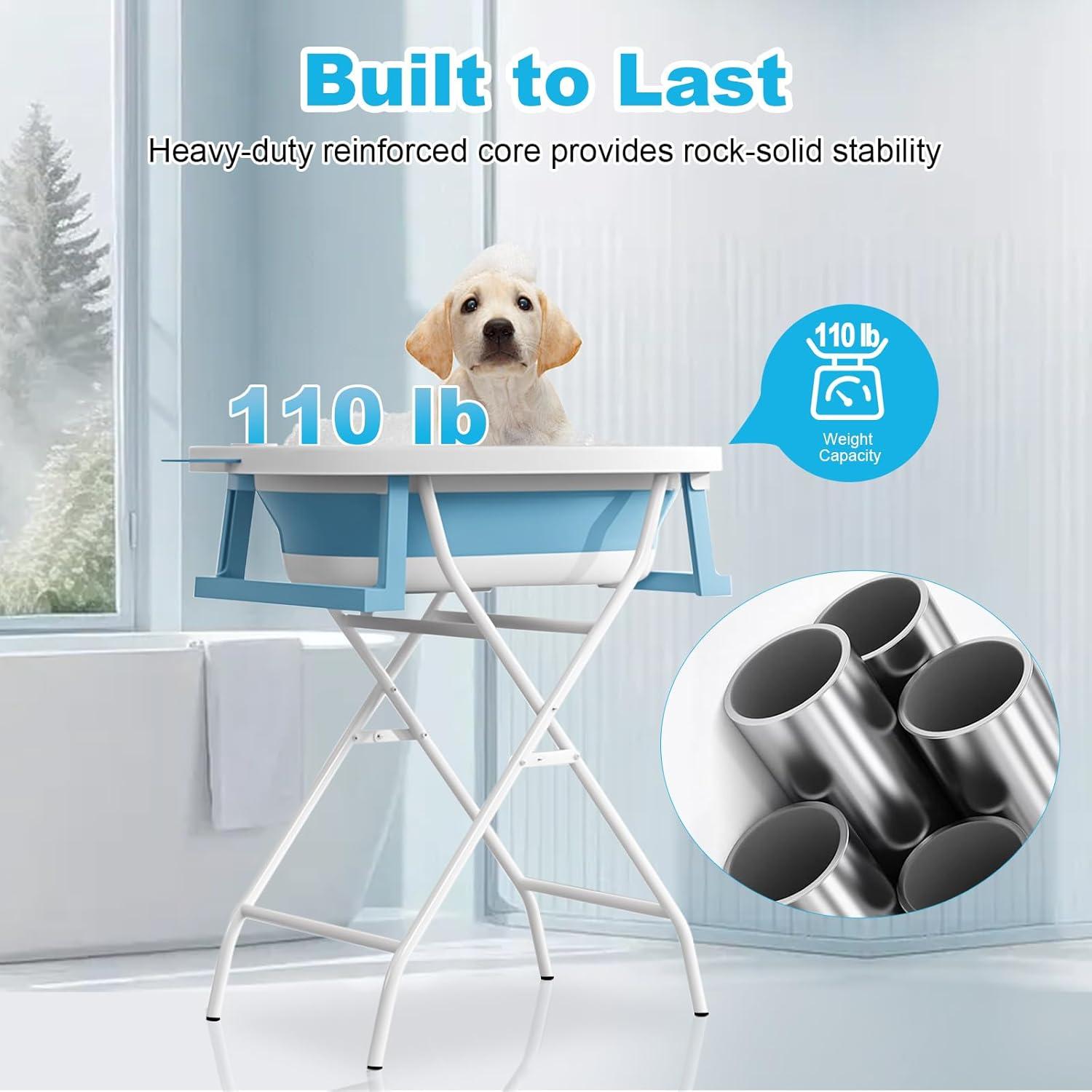 Estación de Lavado de Perros Hizmivos Plegable 2 en 1 Azul