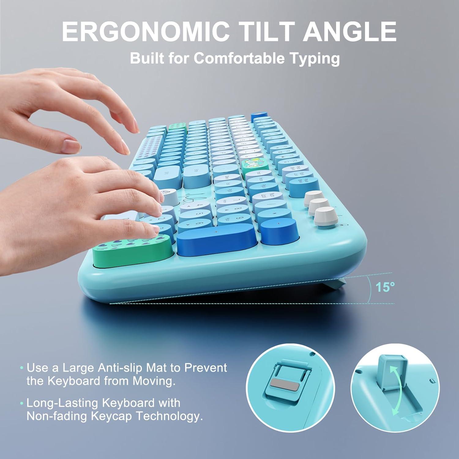 Combo Teclado y Ratón Inalámbrico FOPETT Colorido 104 Teclas