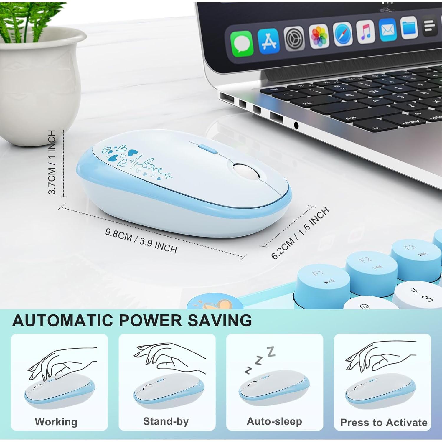 Combo Teclado y Ratón Inalámbrico FOPETT Colorido 104 Teclas