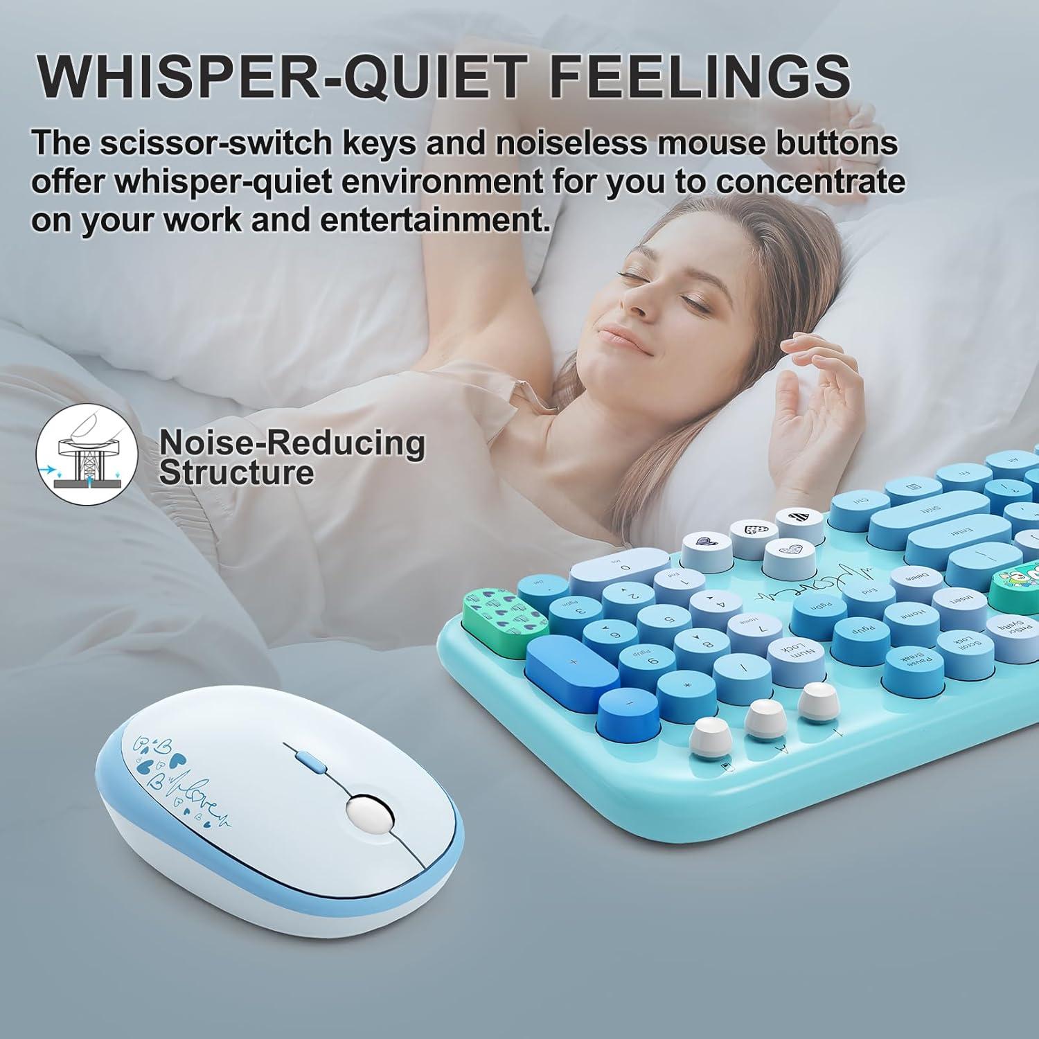 Combo Teclado y Ratón Inalámbrico FOPETT Colorido 104 Teclas