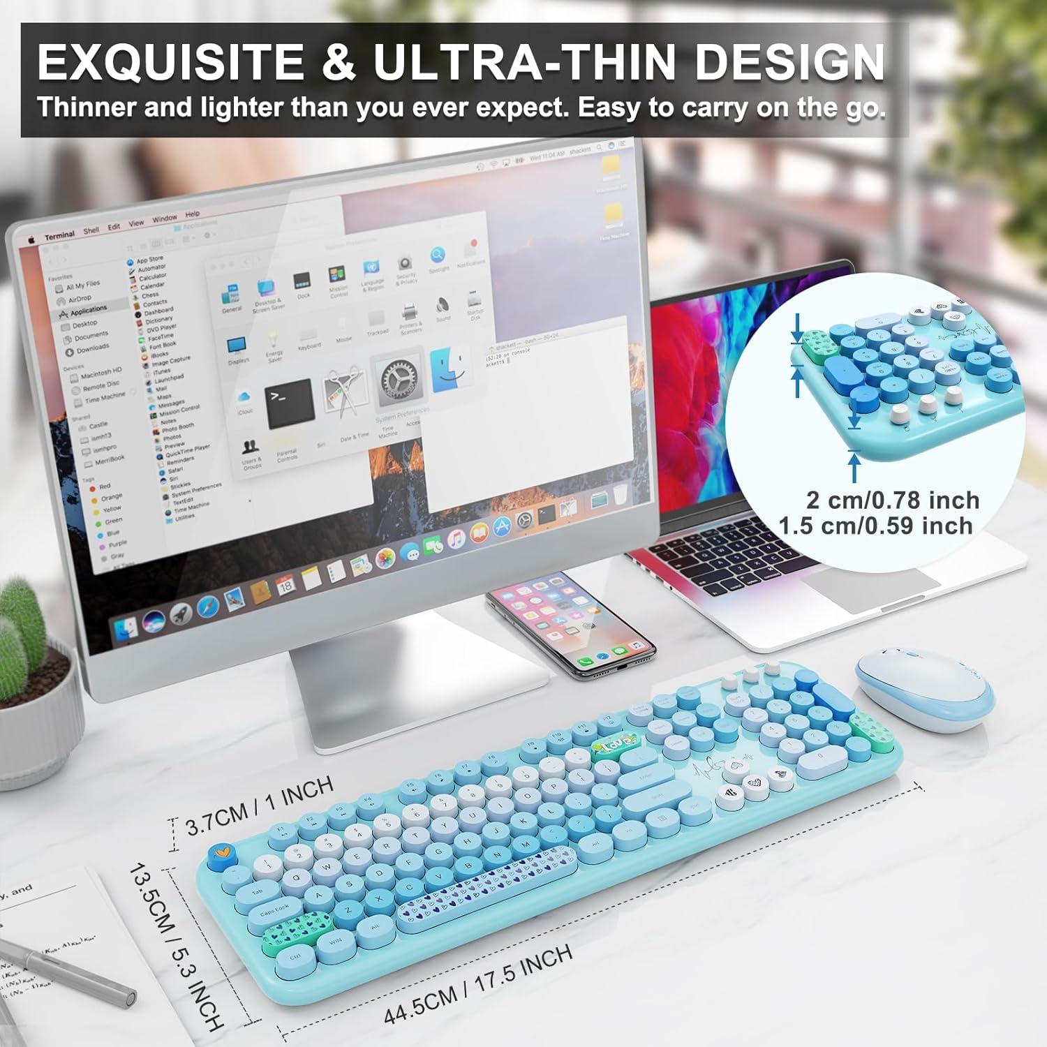 Combo Teclado y Ratón Inalámbrico FOPETT Colorido 104 Teclas