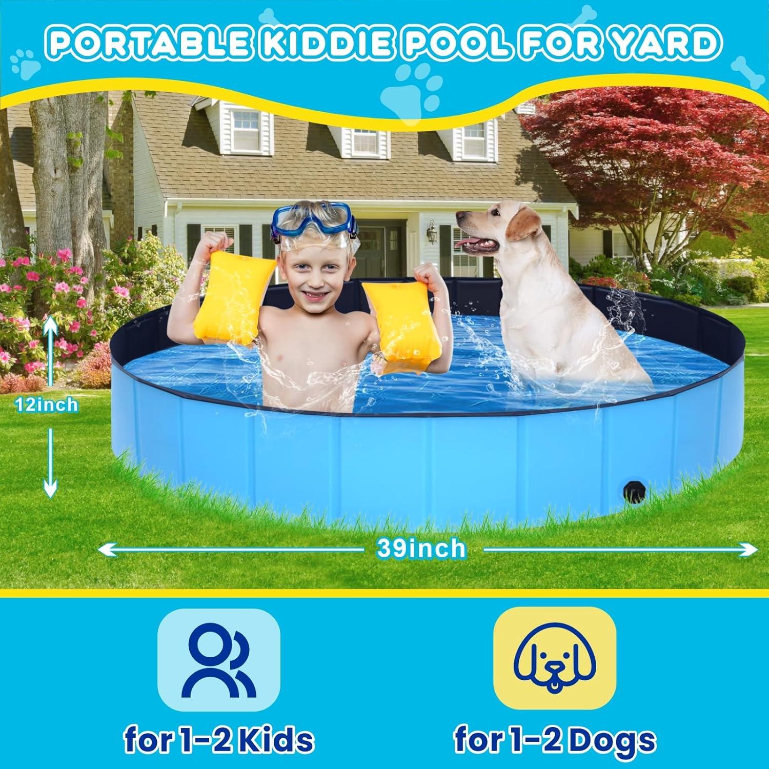 Piscina Plegable para Perros y Niños STUDESK 99 cm Azul