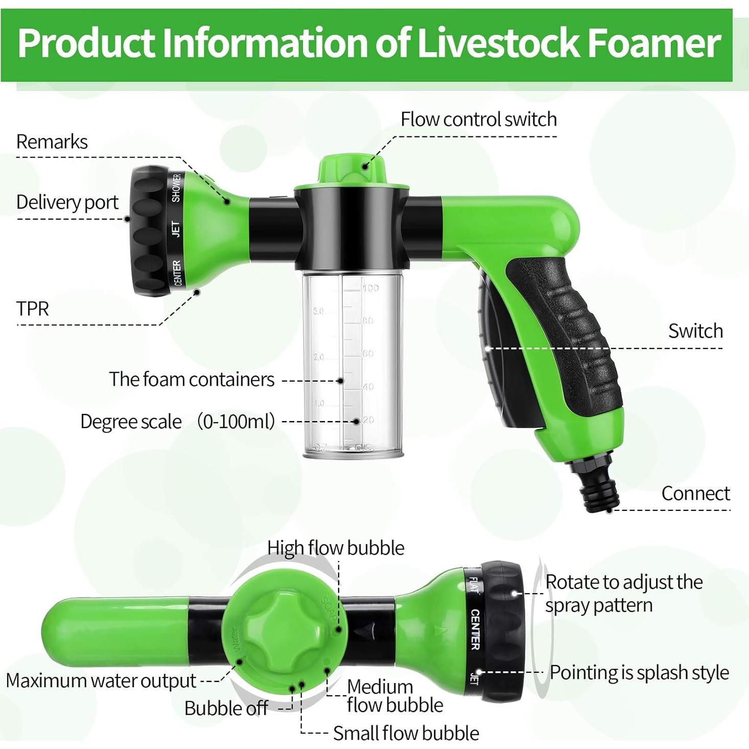 Boquilla de Manguera con Dispensador de Jabón Weewooday Verde