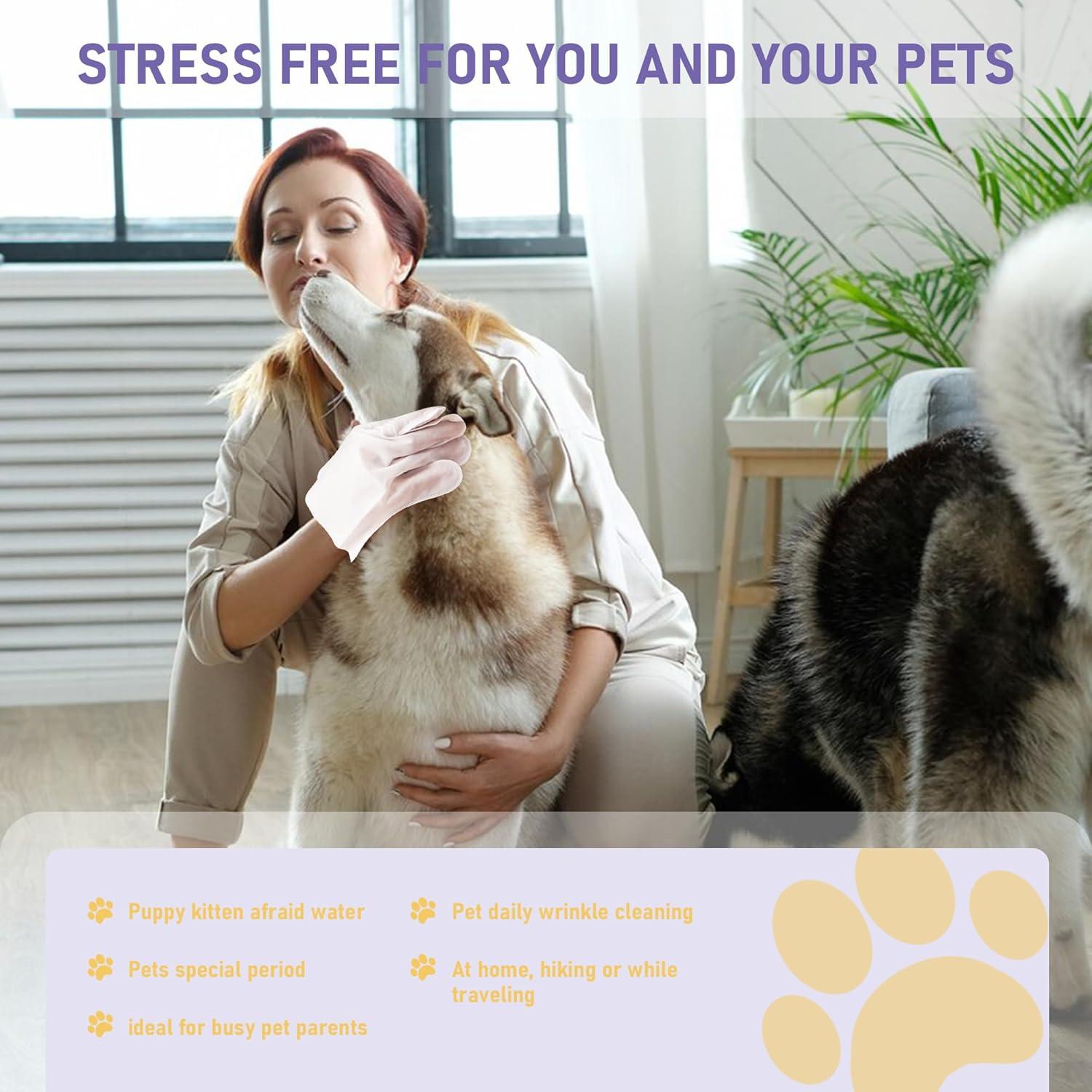 Guantes de Limpieza para Mascotas LEAGIM - Toallitas Lavanda 8 Pzs