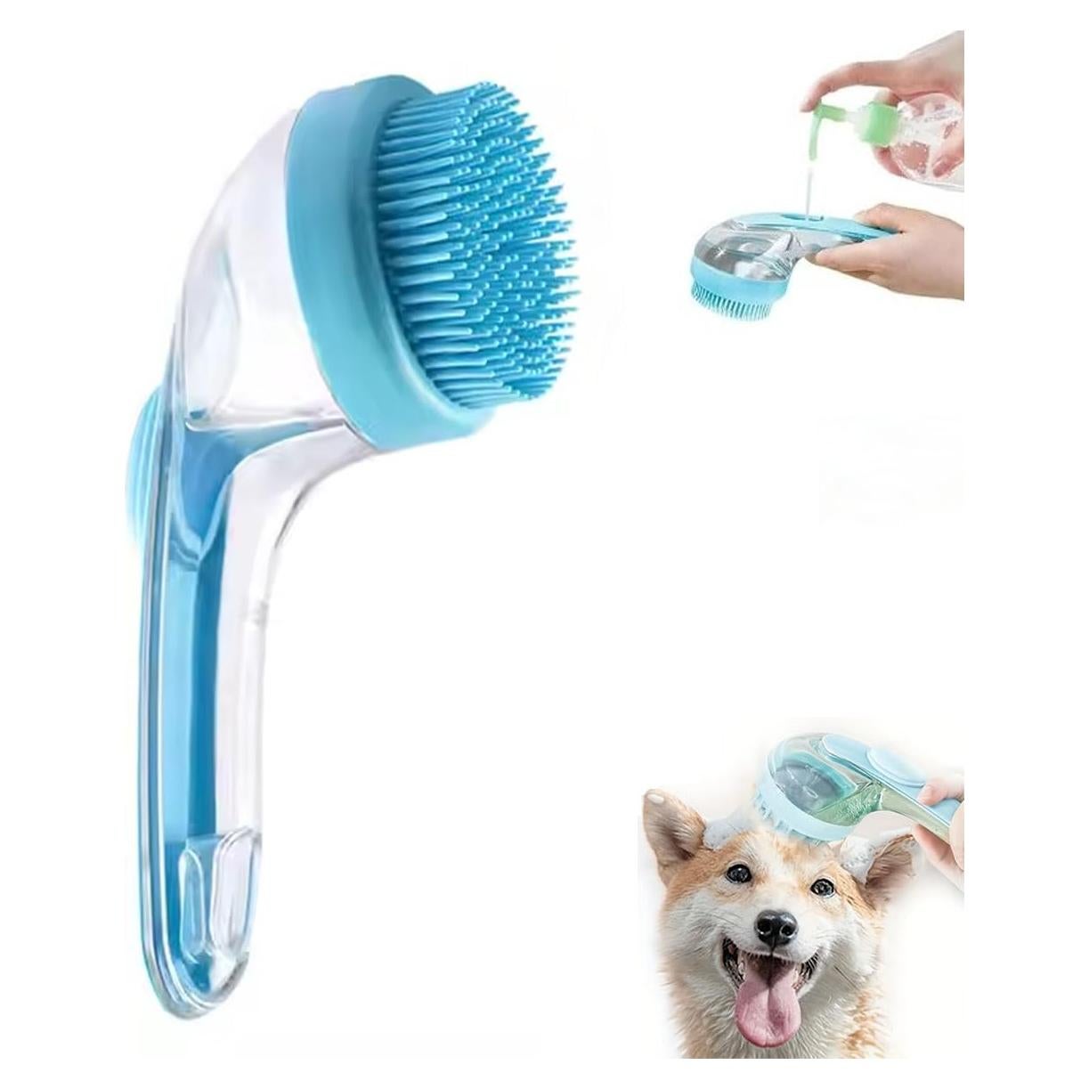 Cepillo de baño para mascotas HAISENGO 2 en 1 con dispensador