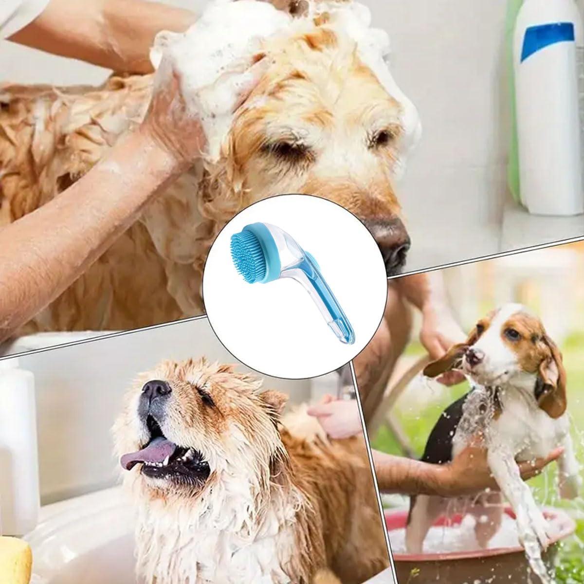 Cepillo de baño para mascotas HAISENGO 2 en 1 con dispensador