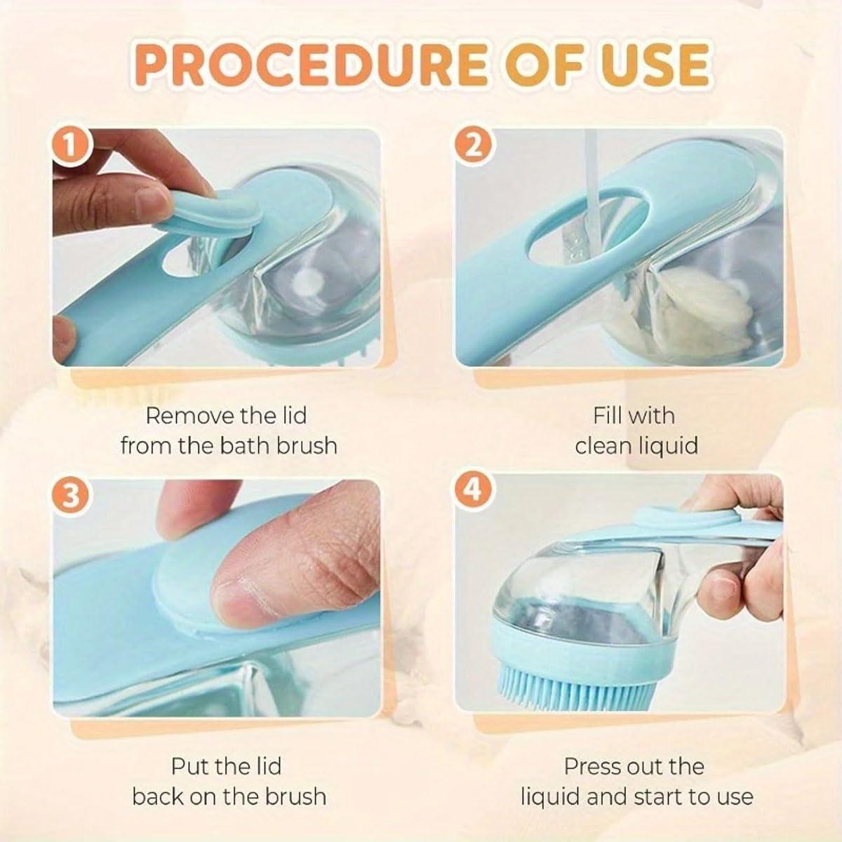 Cepillo de baño para mascotas HAISENGO 2 en 1 con dispensador