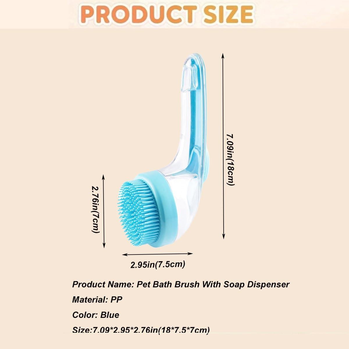 Cepillo de baño para mascotas HAISENGO 2 en 1 con dispensador