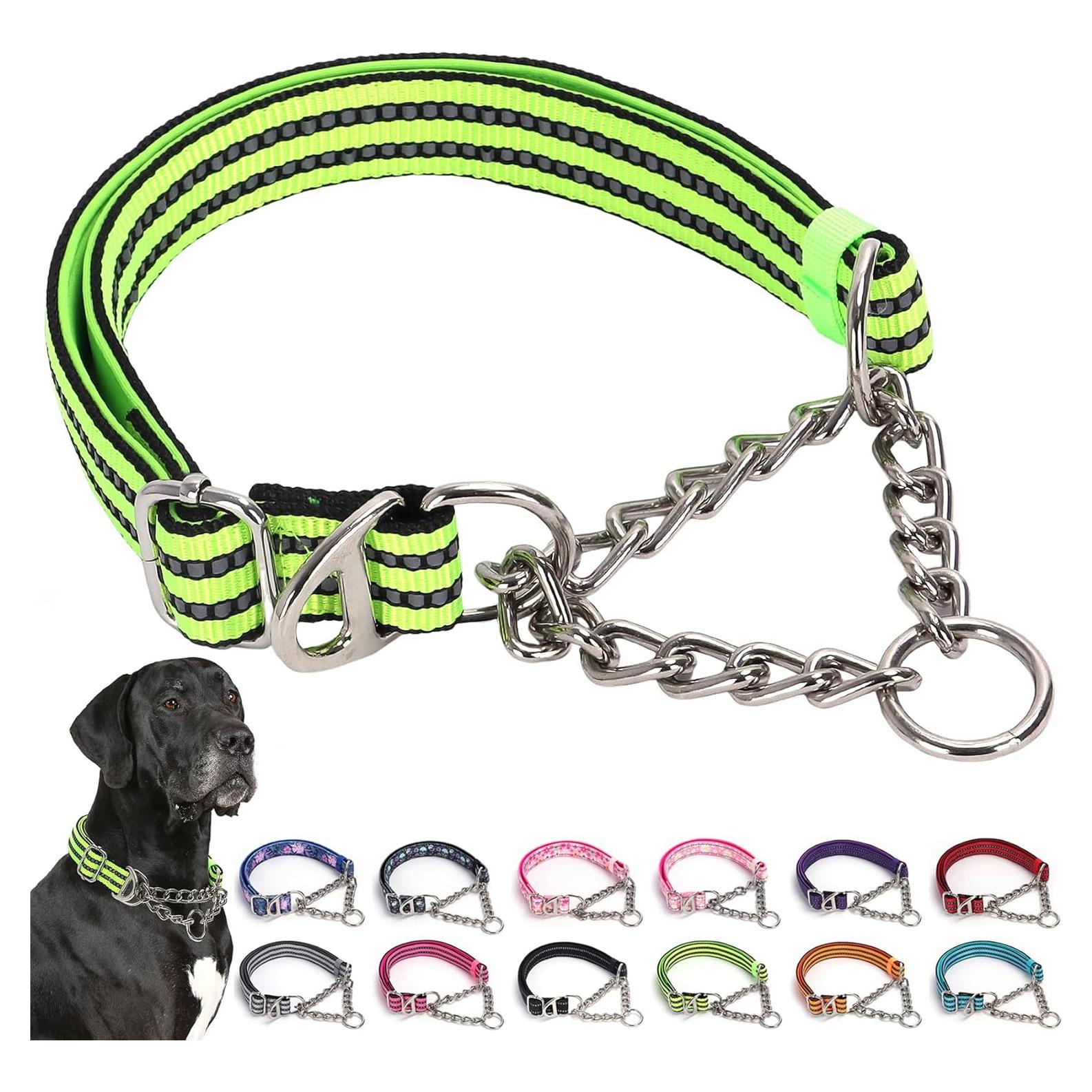 Collar Martingale Reflectante para Perros Grandes - Nylon Acolchado L