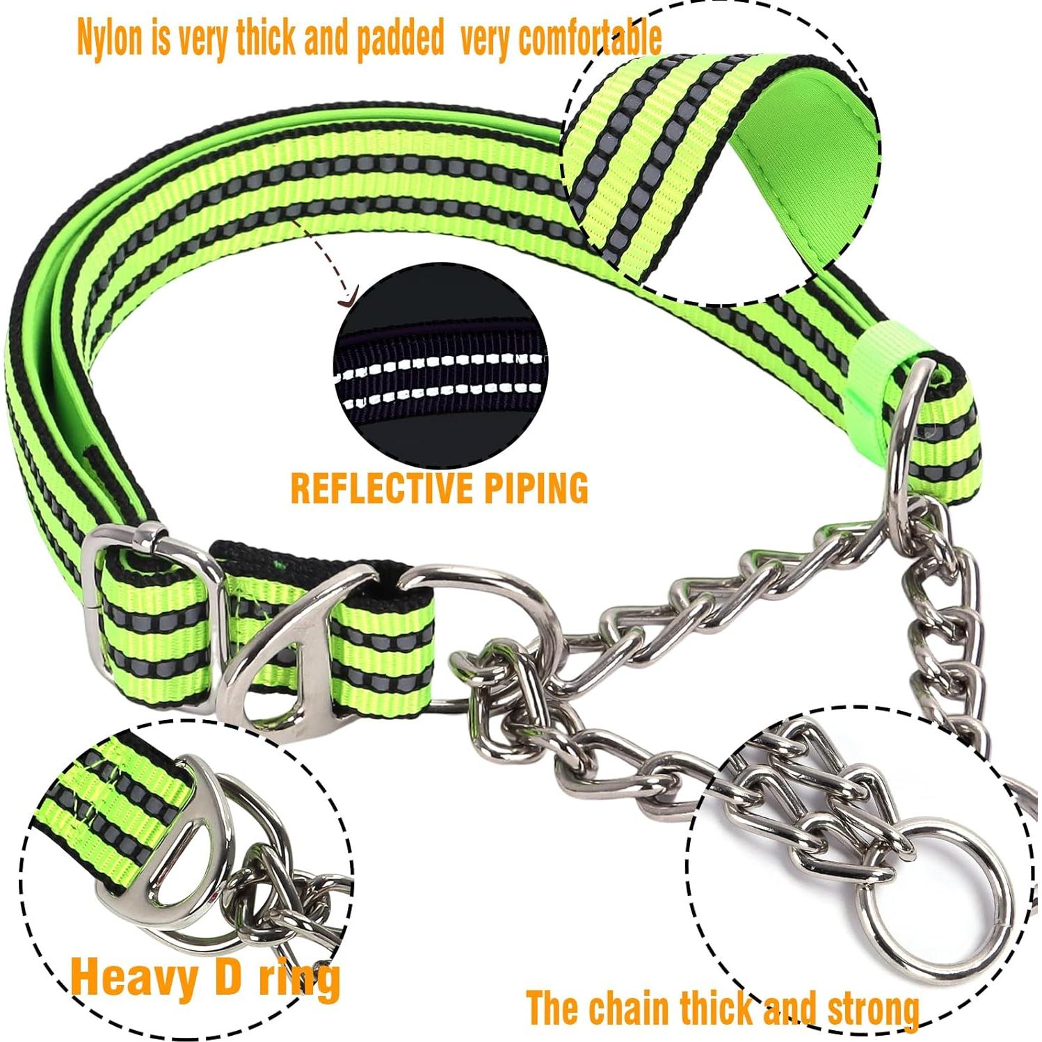 Collar Martingale Reflectante para Perros Grandes - Nylon Acolchado L