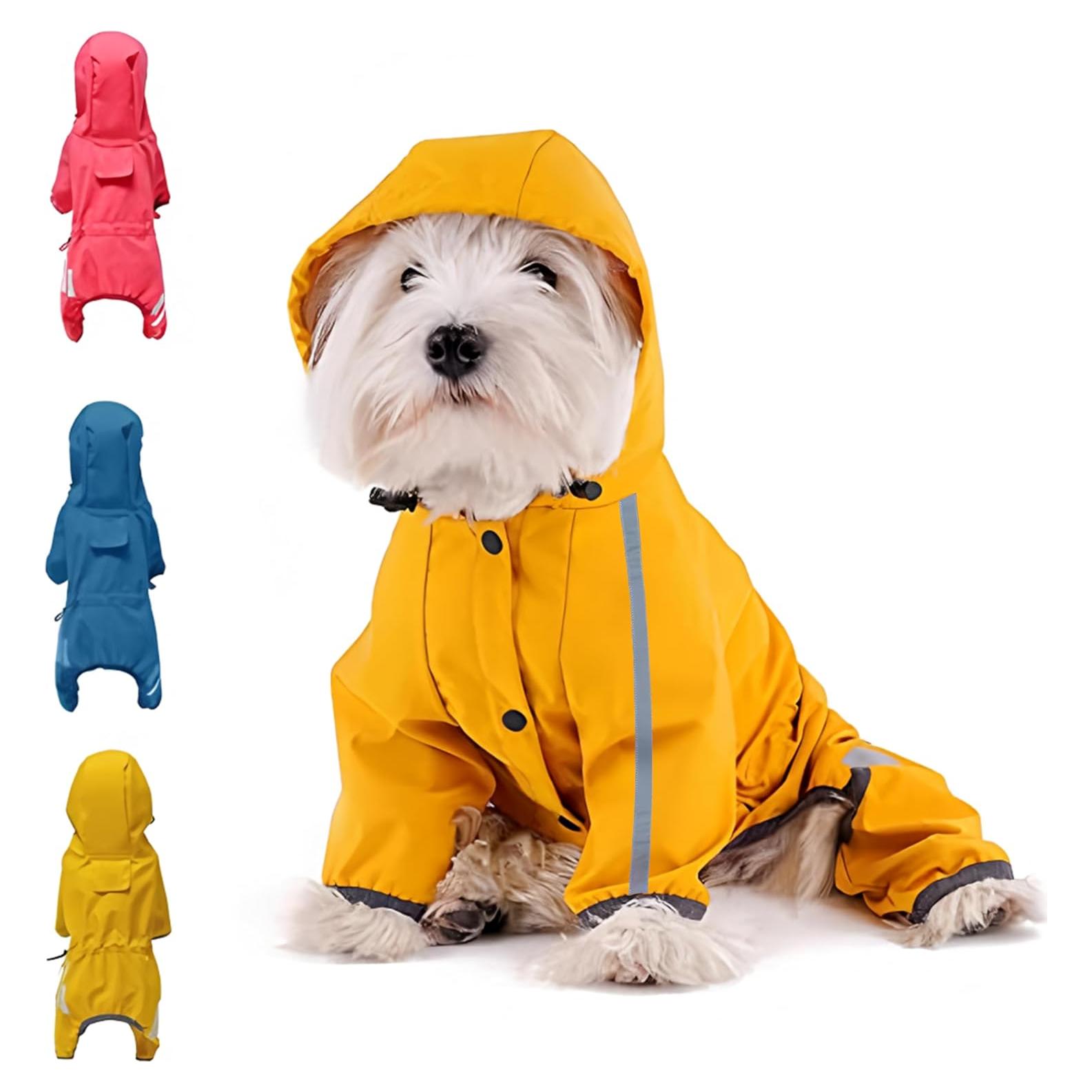 Impermeable para Perros Mabawa Amarillo Grande con Capucha