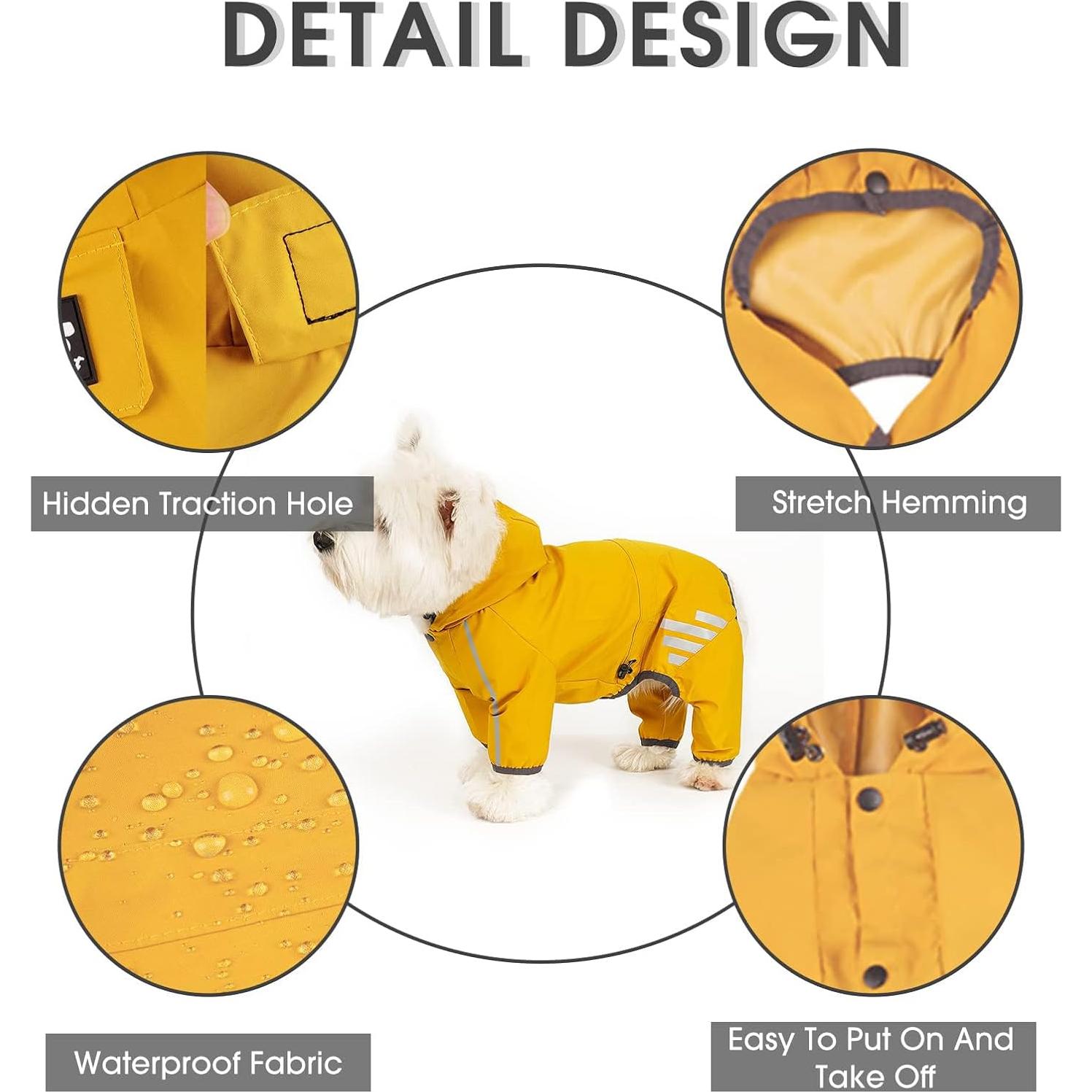 Impermeable para Perros Mabawa Amarillo Grande con Capucha