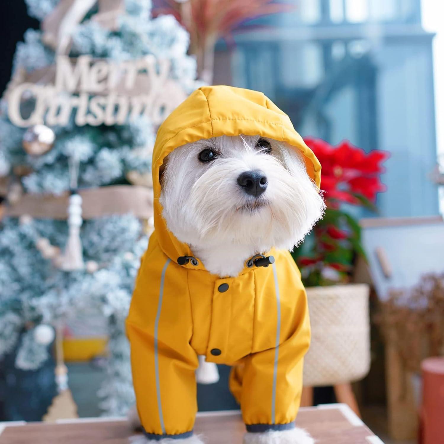 Impermeable para Perros Mabawa Amarillo Grande con Capucha