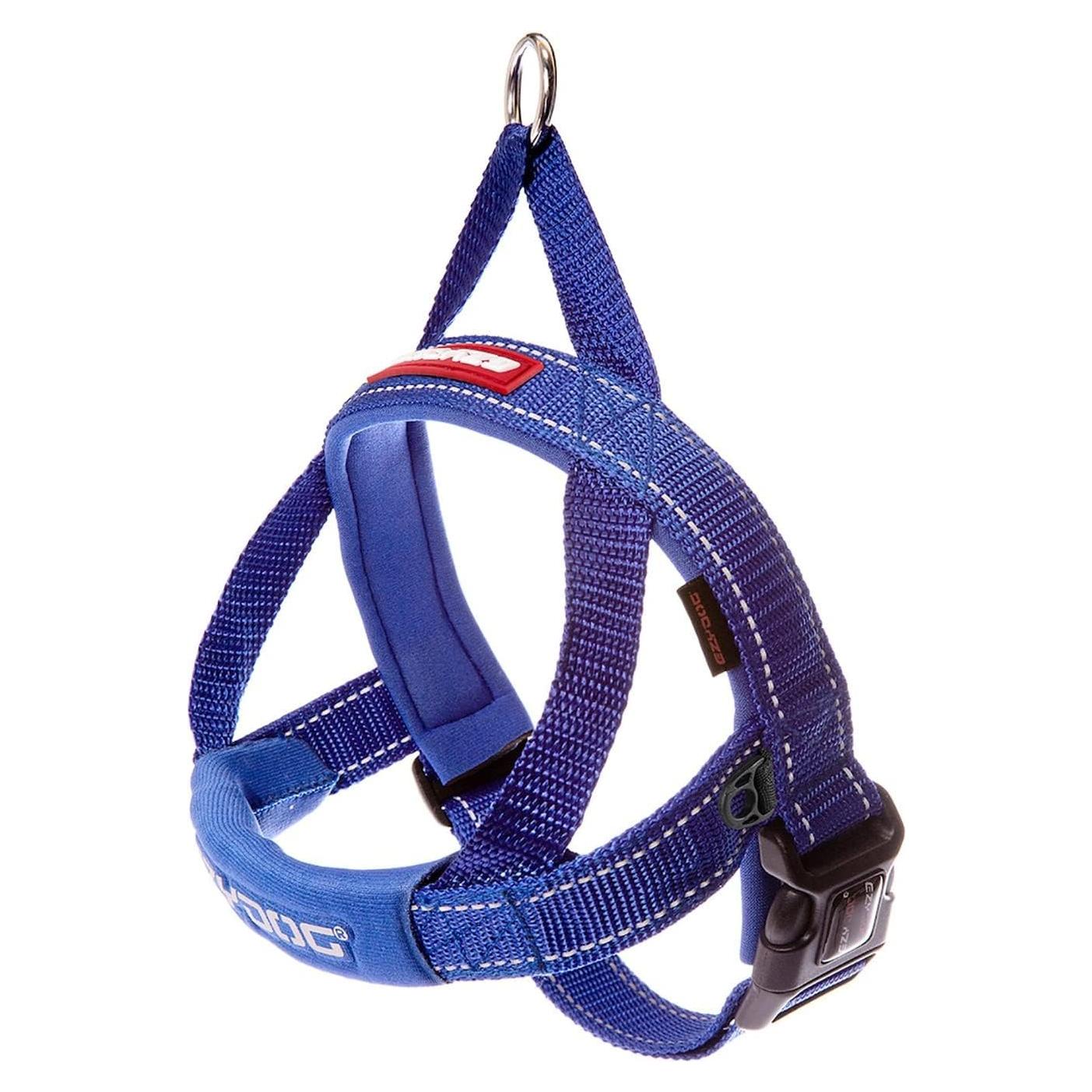 Arnés para Perros EzyDog Quick Fit Mediano Azul - Sin Tirones, Ajustable y Reflectante