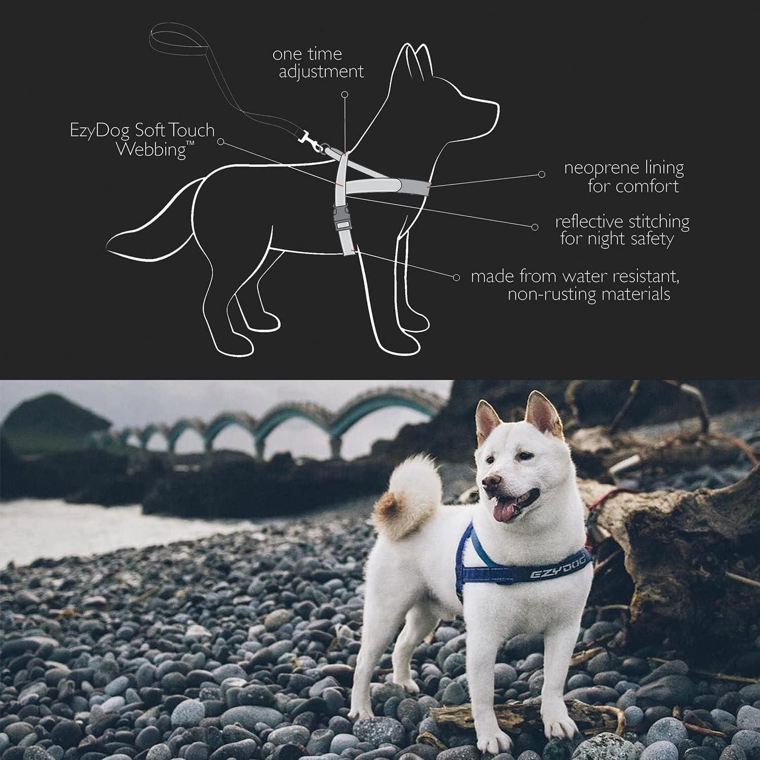 Arnés para Perros EzyDog Quick Fit Mediano Azul - Sin Tirones, Ajustable y Reflectante