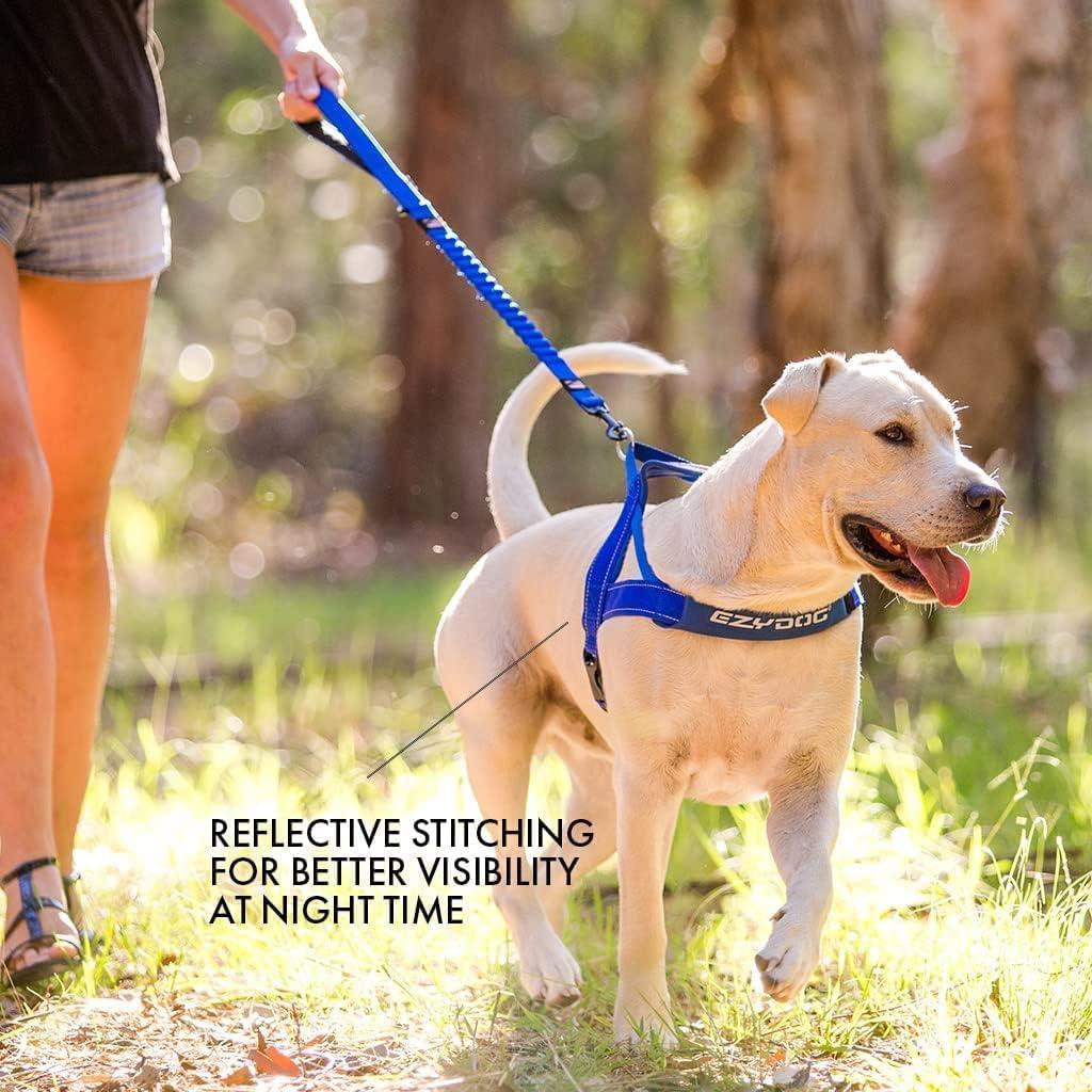 Arnés para Perros EzyDog Quick Fit Mediano Azul - Sin Tirones, Ajustable y Reflectante
