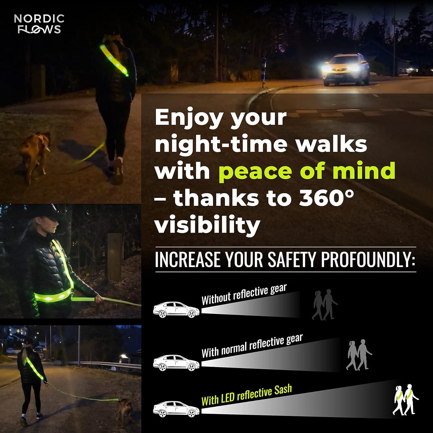 Chaleco Reflectante LED Recargable NordicFlows para Paseos Nocturnos