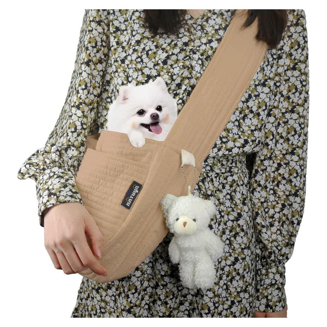 Transportín Bandolera para Perros Pequeños NATUYA Marrón