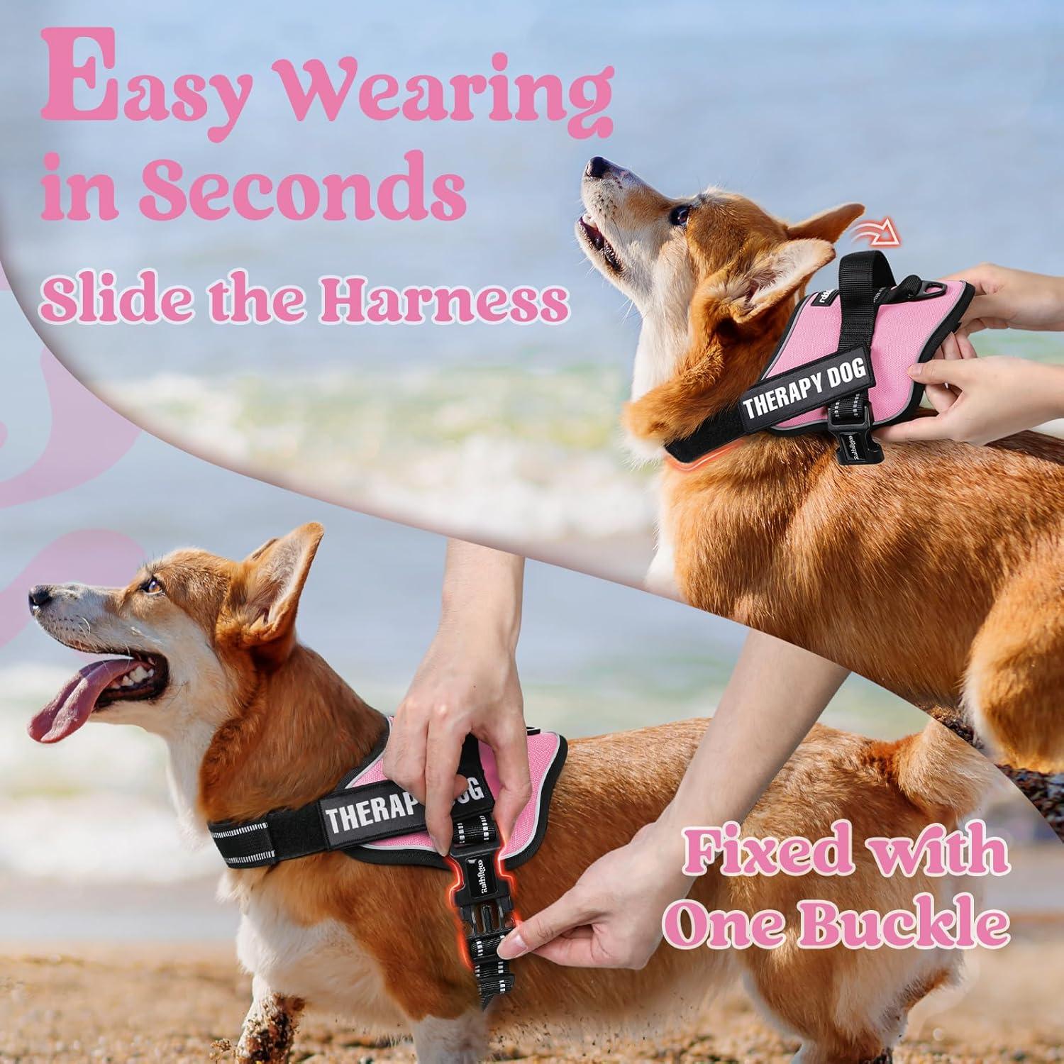 Arnés para Perros Rabbitgoo Mediano Rosa Ajustable Reflectante