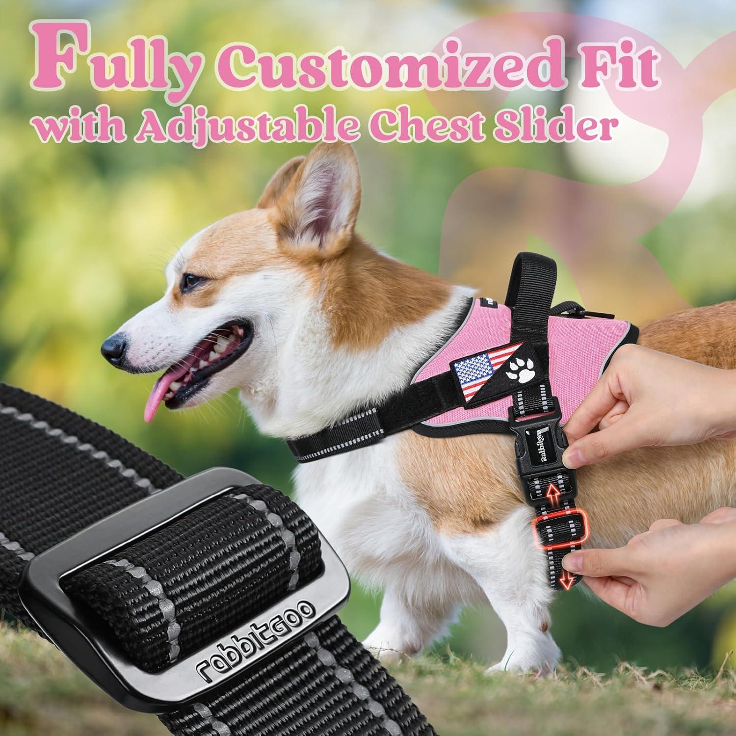 Arnés para Perros Rabbitgoo Mediano Rosa Ajustable Reflectante