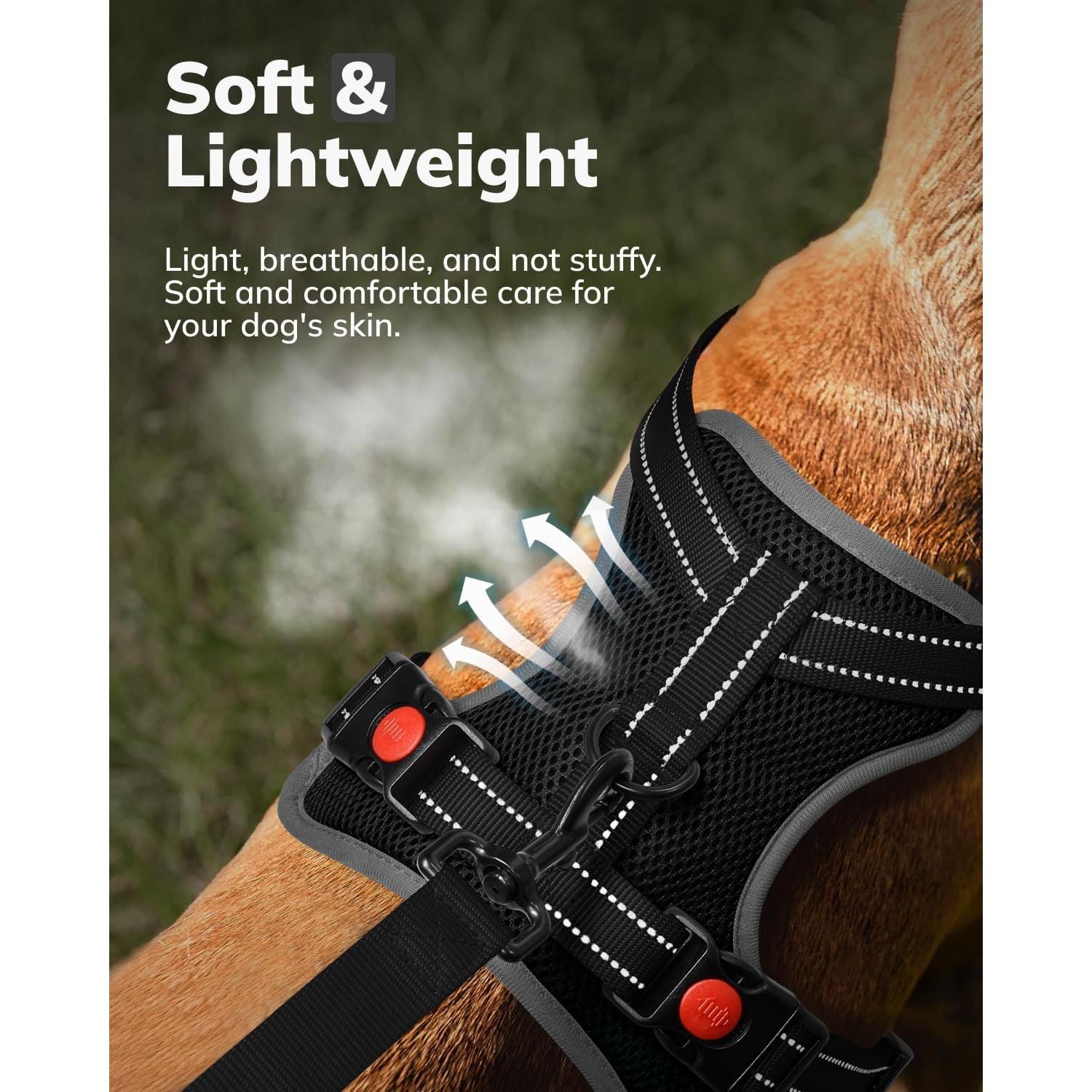 Arnés para Perros Sin Tirones MIDOG - Ajustable y Reflectante - Negro S