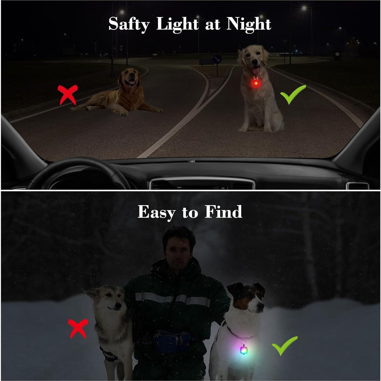 Luces LED Recargables para Collares de Perro JUFDS 2Pack