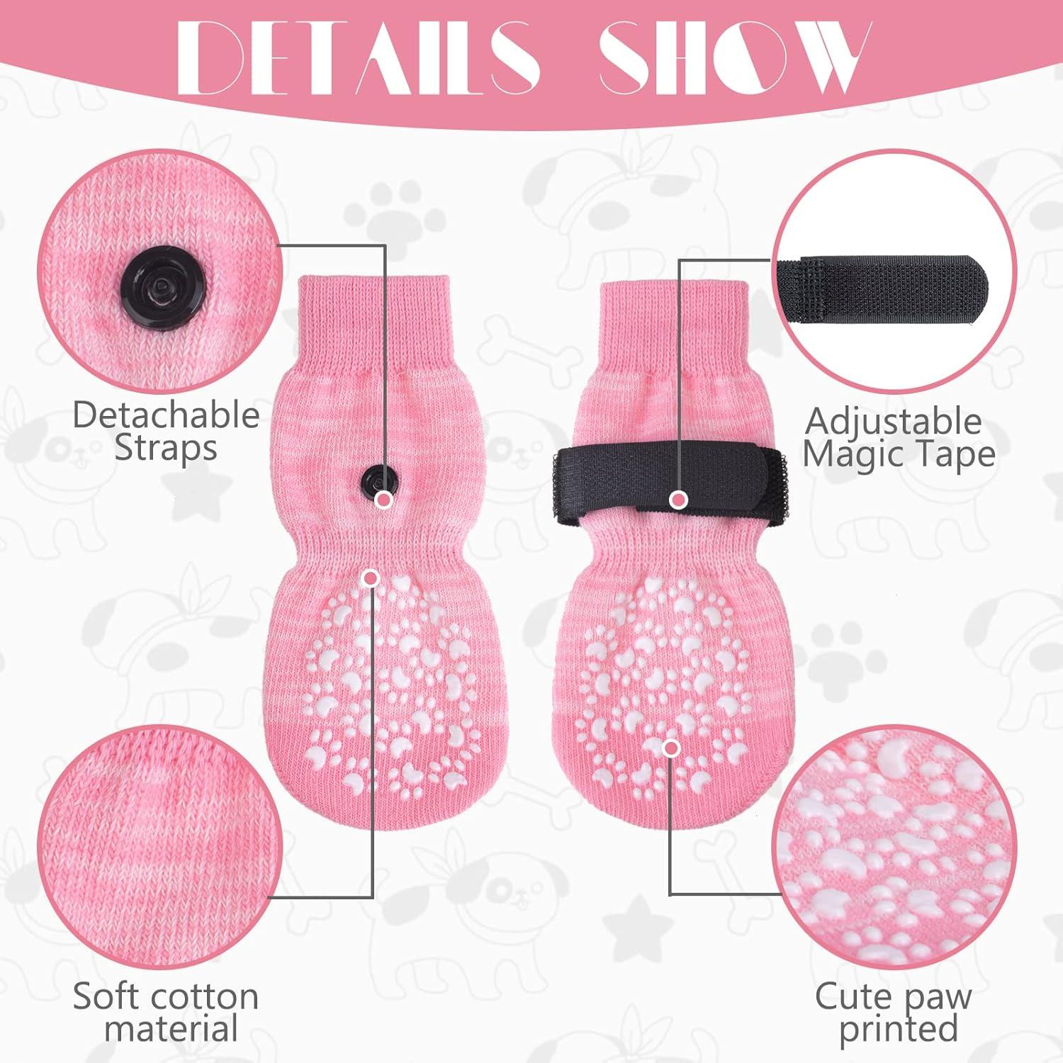 Calcetines Antideslizantes EXPAWLORER para Perros Pequeños Rosa