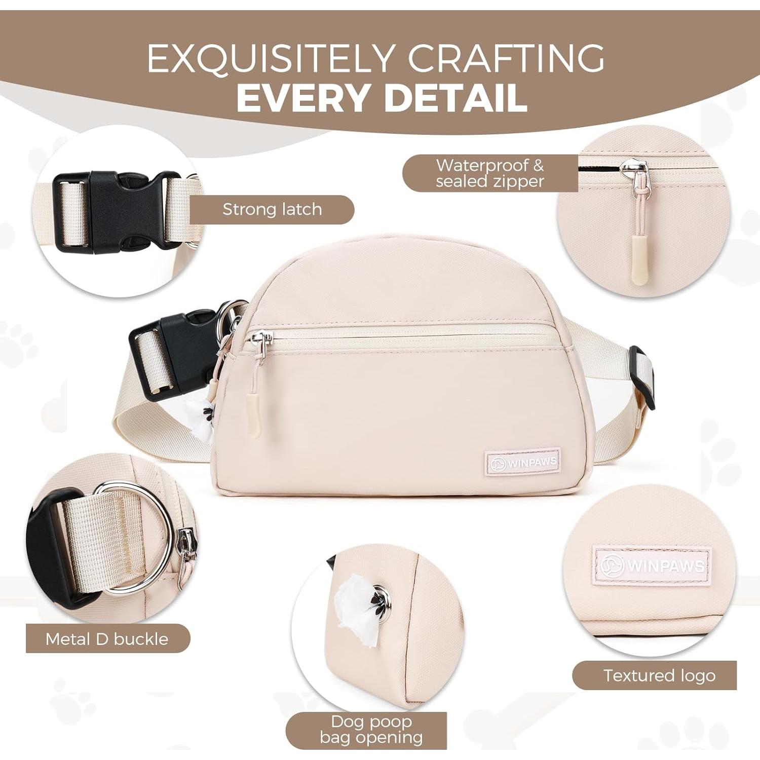 Bolsa de golosinas para perros Winpaws Crema con clicker y soporte