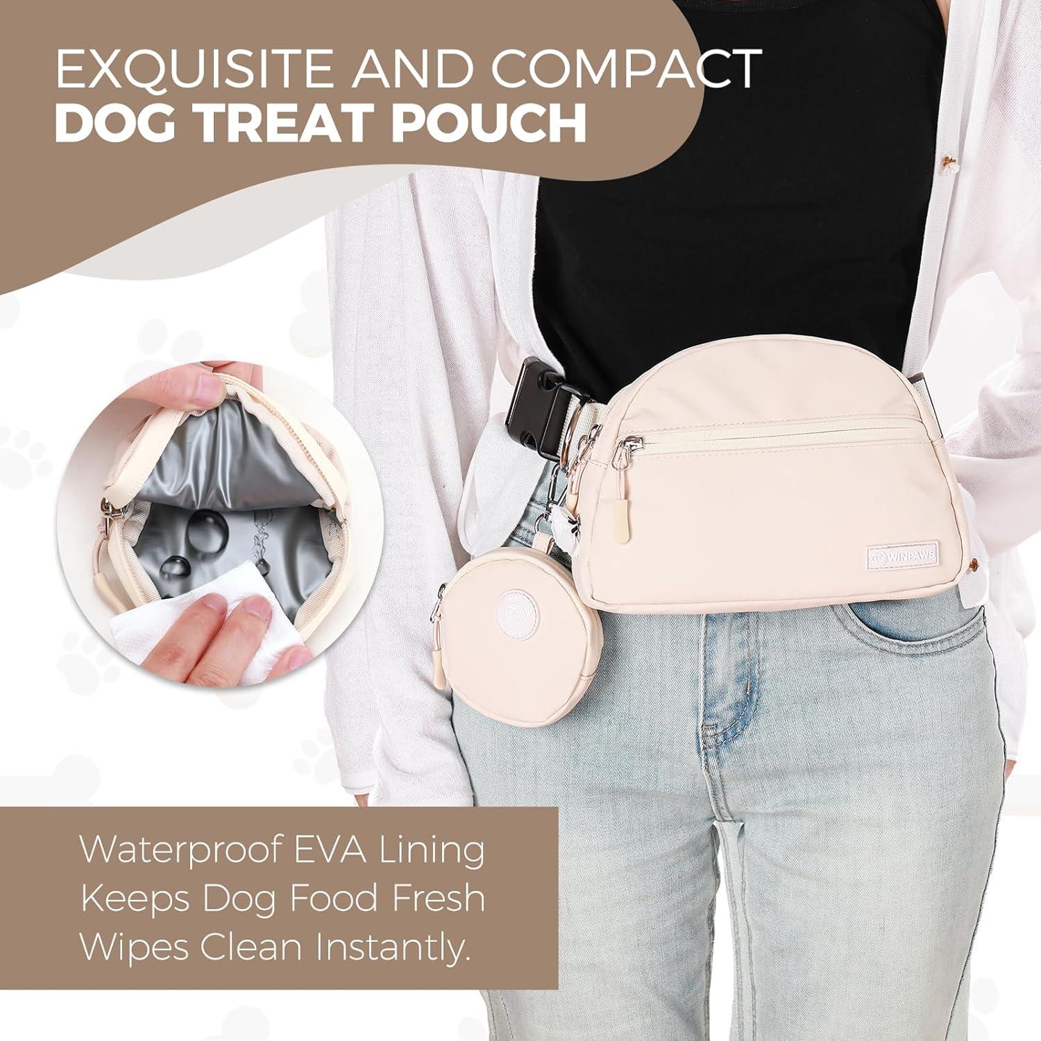 Bolsa de golosinas para perros Winpaws Crema con clicker y soporte