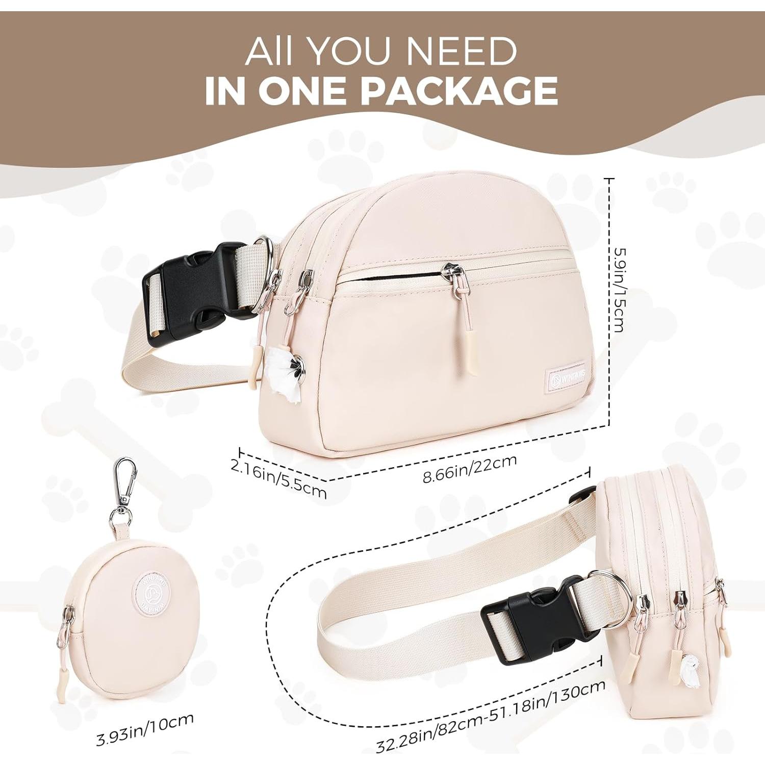 Bolsa de golosinas para perros Winpaws Crema con clicker y soporte