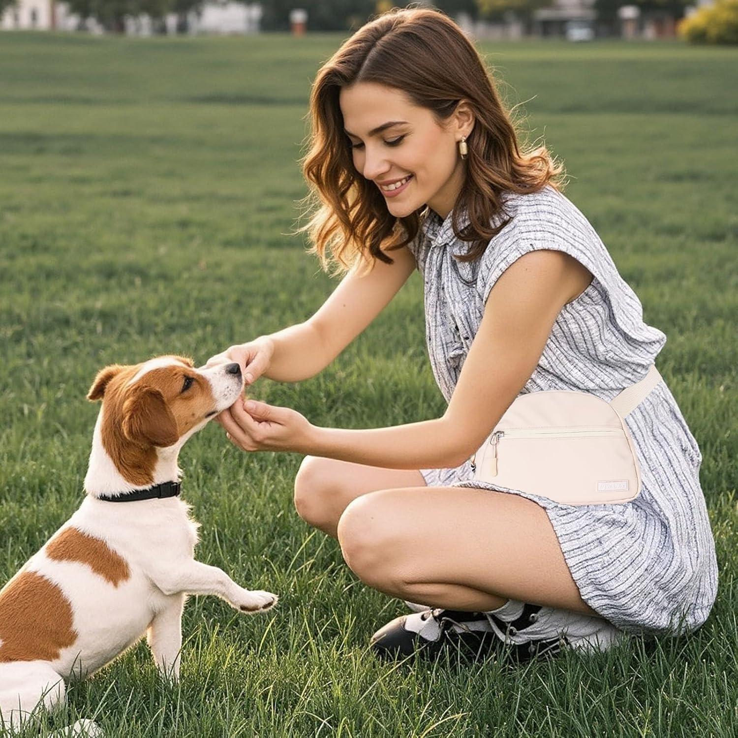 Bolsa de golosinas para perros Winpaws Crema con clicker y soporte