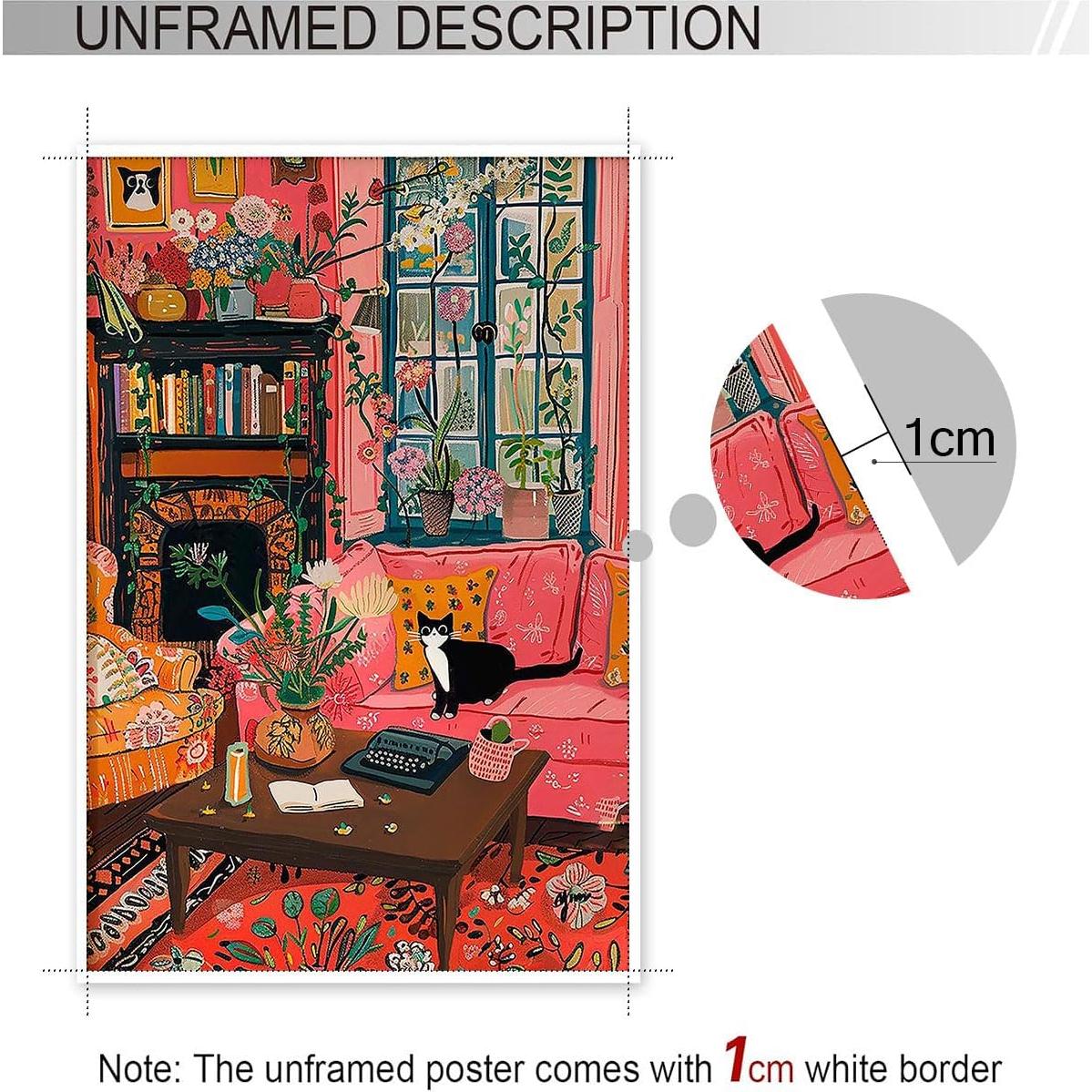 Póster Vintage Gato Tuxedo en Lienzo 30x40cm Sin Marco