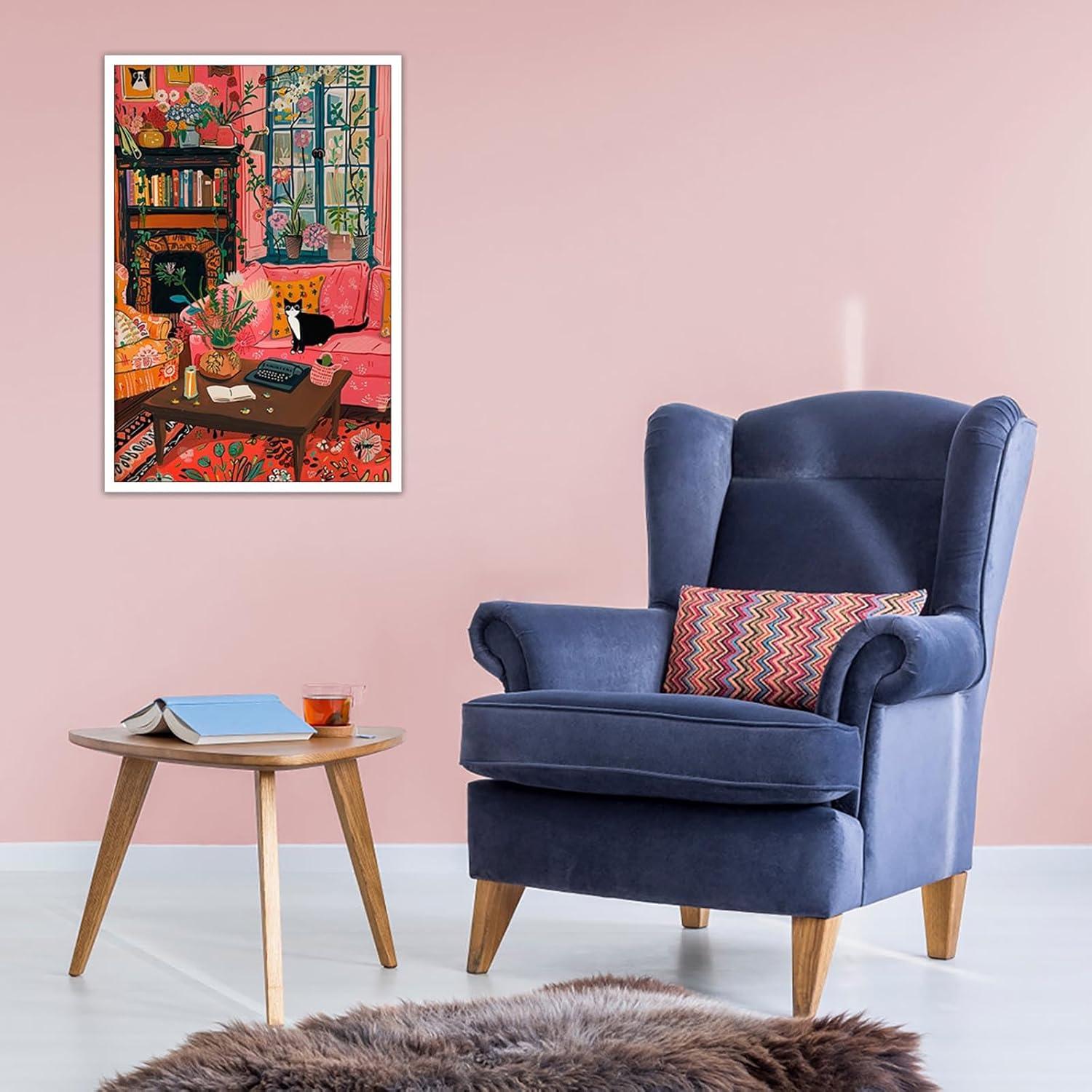 Póster Vintage Gato Tuxedo en Lienzo 30x40cm Sin Marco