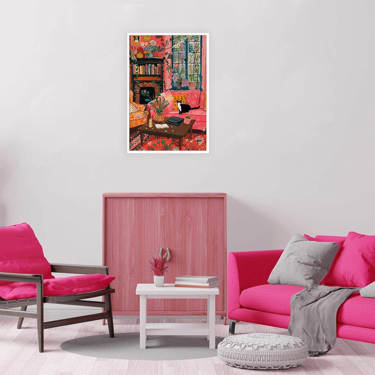 Póster Vintage Gato Tuxedo en Lienzo 30x40cm Sin Marco