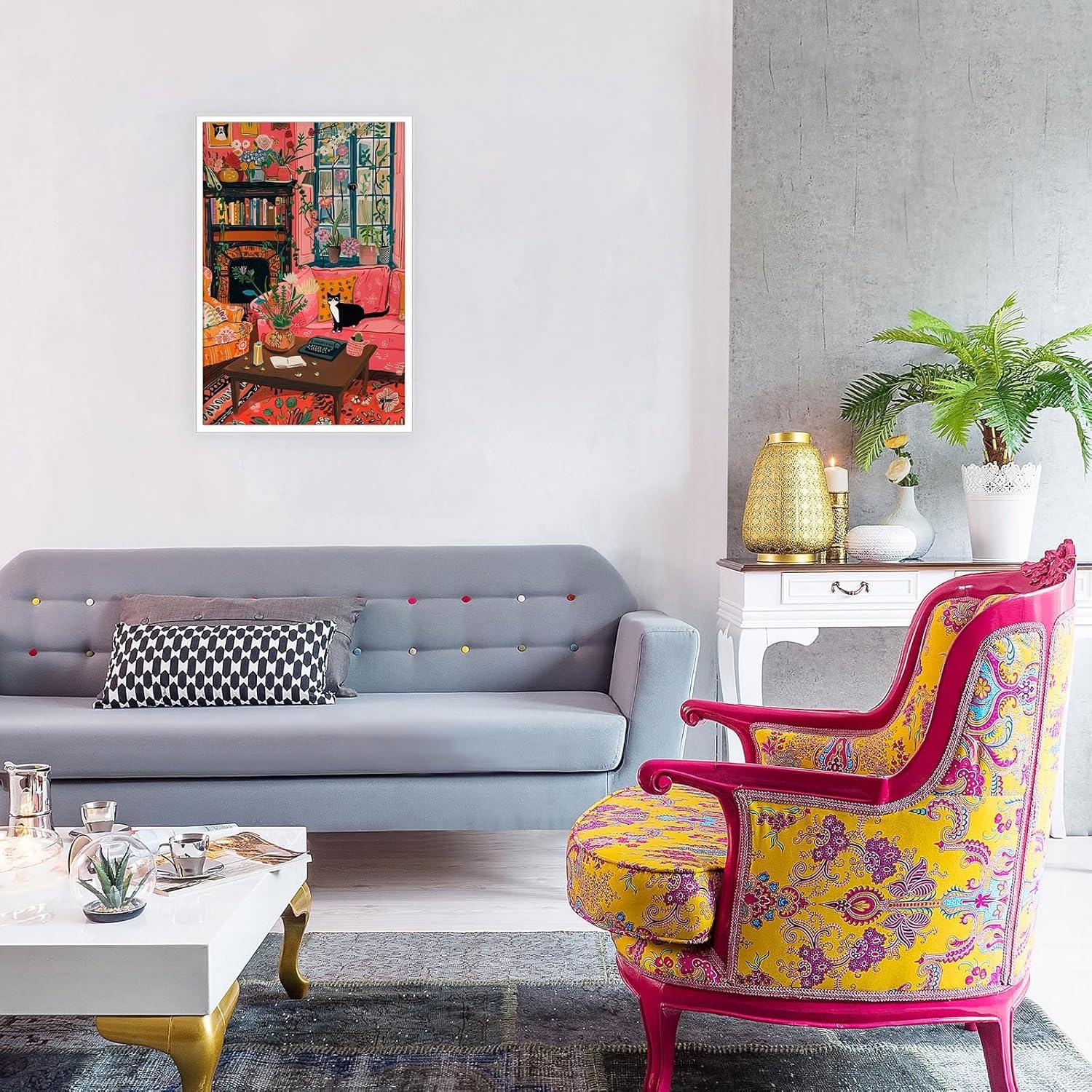 Póster Vintage Gato Tuxedo en Lienzo 30x40cm Sin Marco