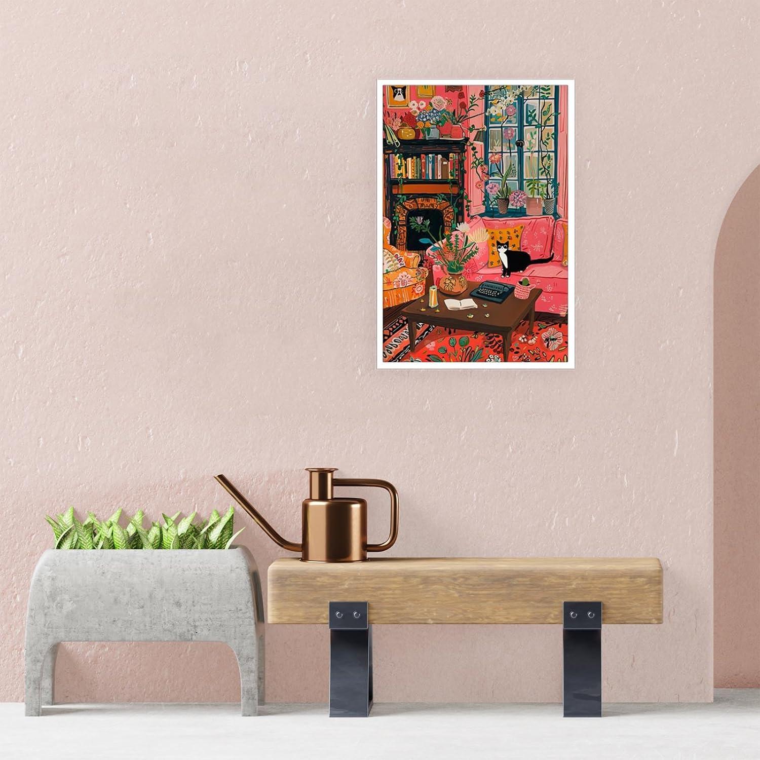 Póster Vintage Gato Tuxedo en Lienzo 30x40cm Sin Marco