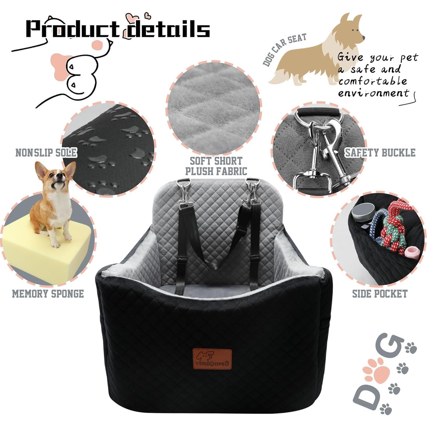 Asiento Elevador para Perros VERGODPRO - Negro y Gris, 50x45x50 cm