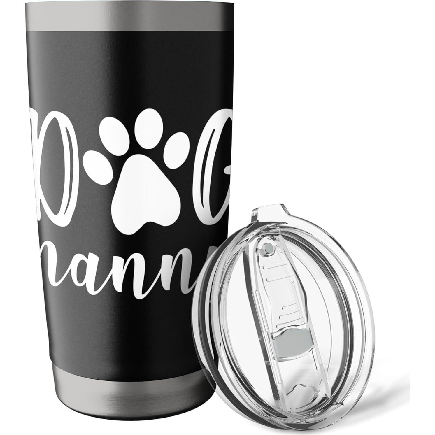 Taza Aislada de Acero Inoxidable 20 oz Negra para Mascotas