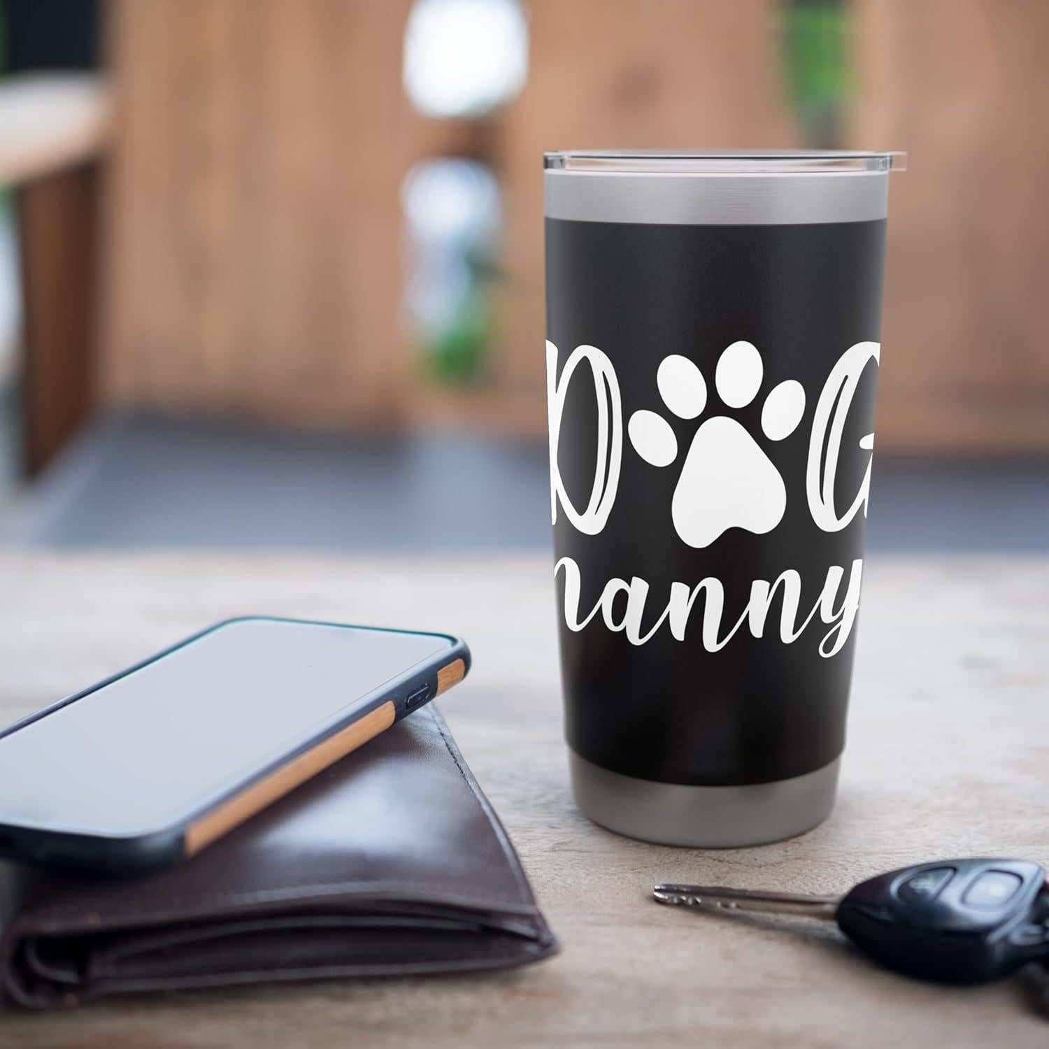 Taza Aislada de Acero Inoxidable 20 oz Negra para Mascotas